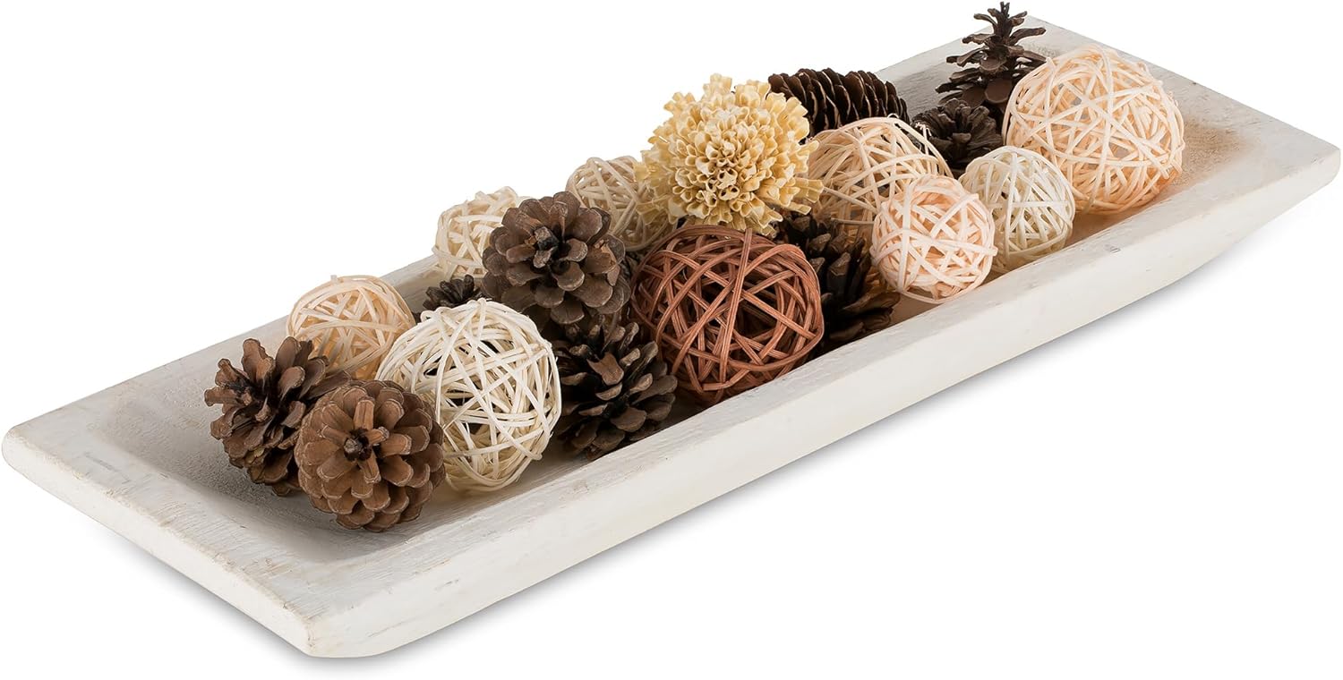 Hanobe Decorative Wood Dough Bowl for Centerpieces