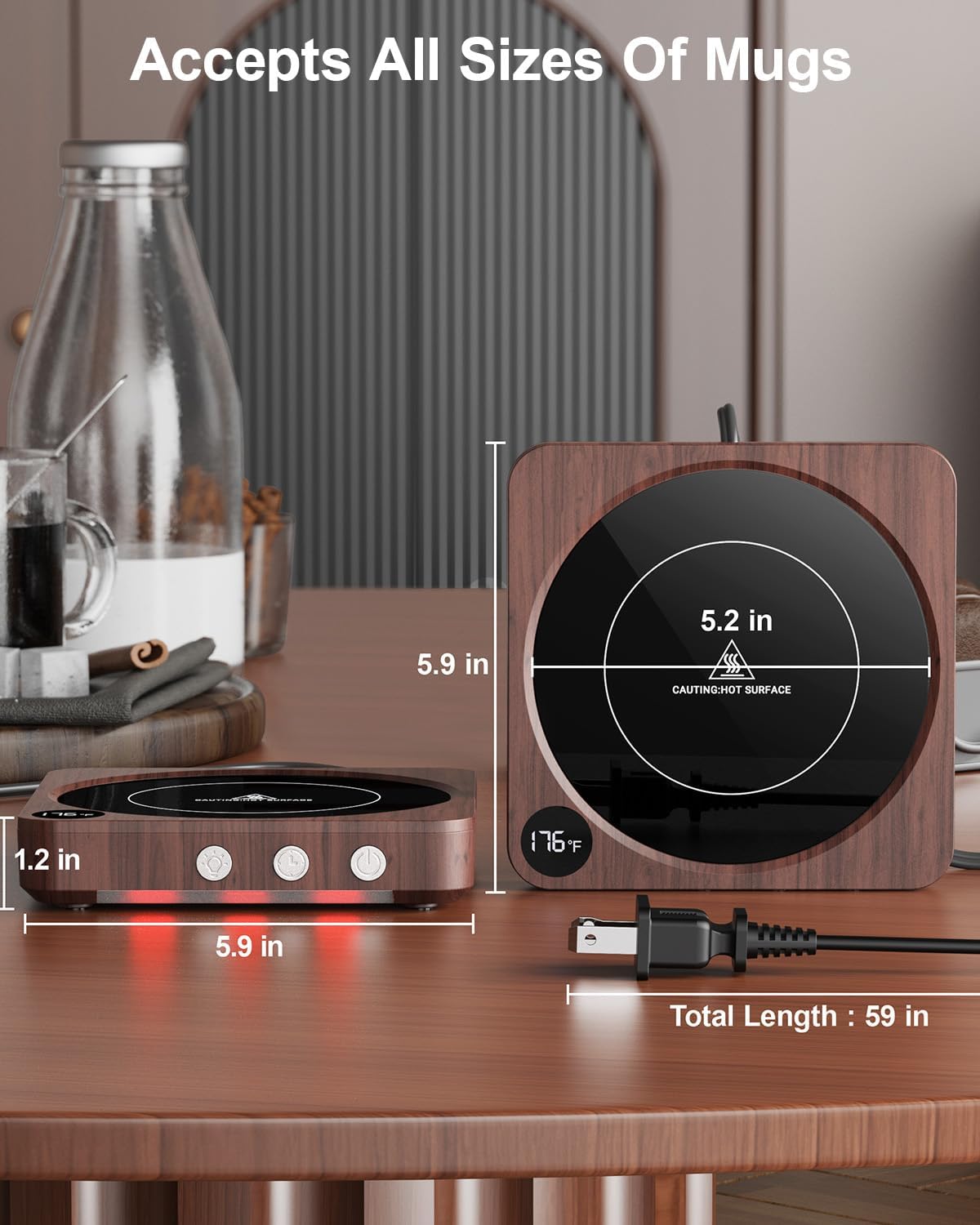 House Gem Coffee Mug Warmer with Temperature Display