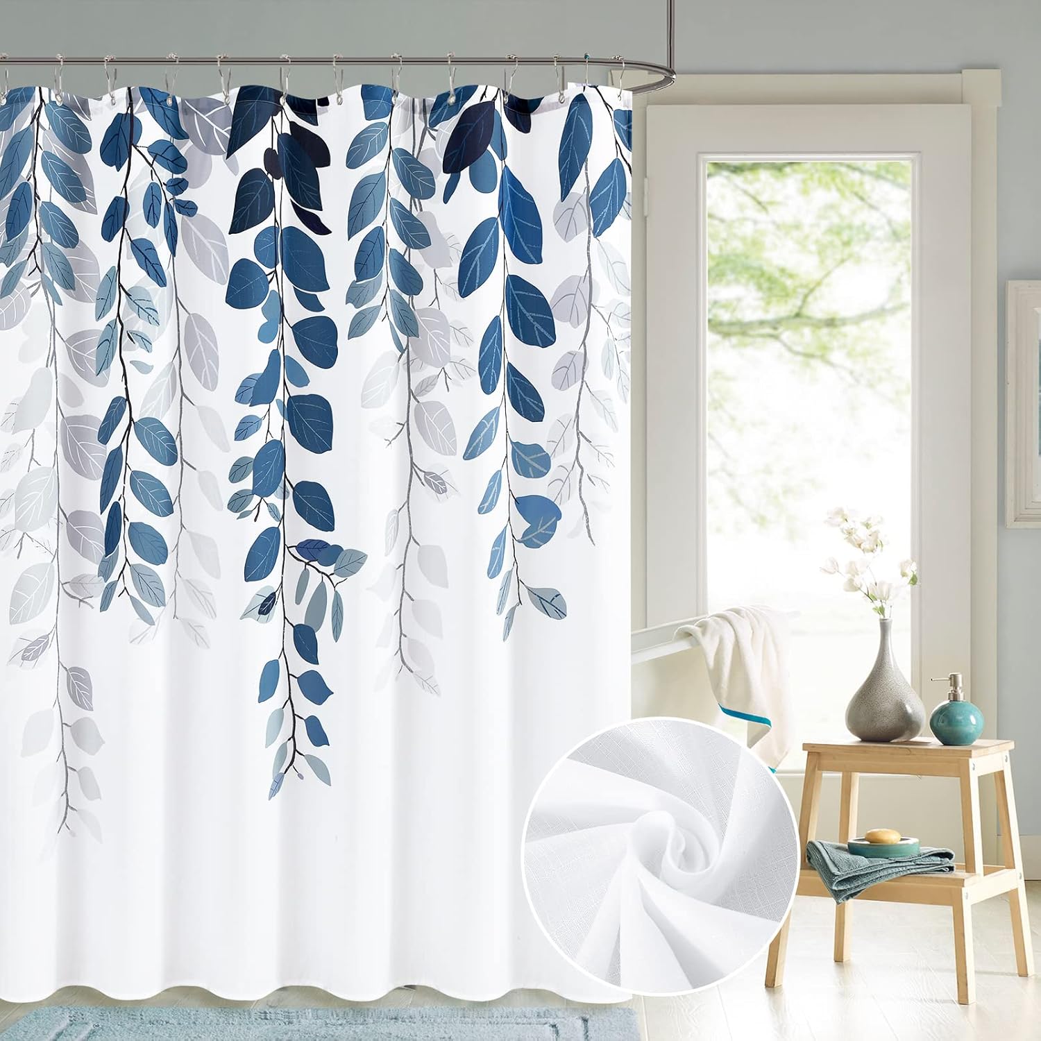 BOODII Blue Eucalyptus Shower Curtain 72x72