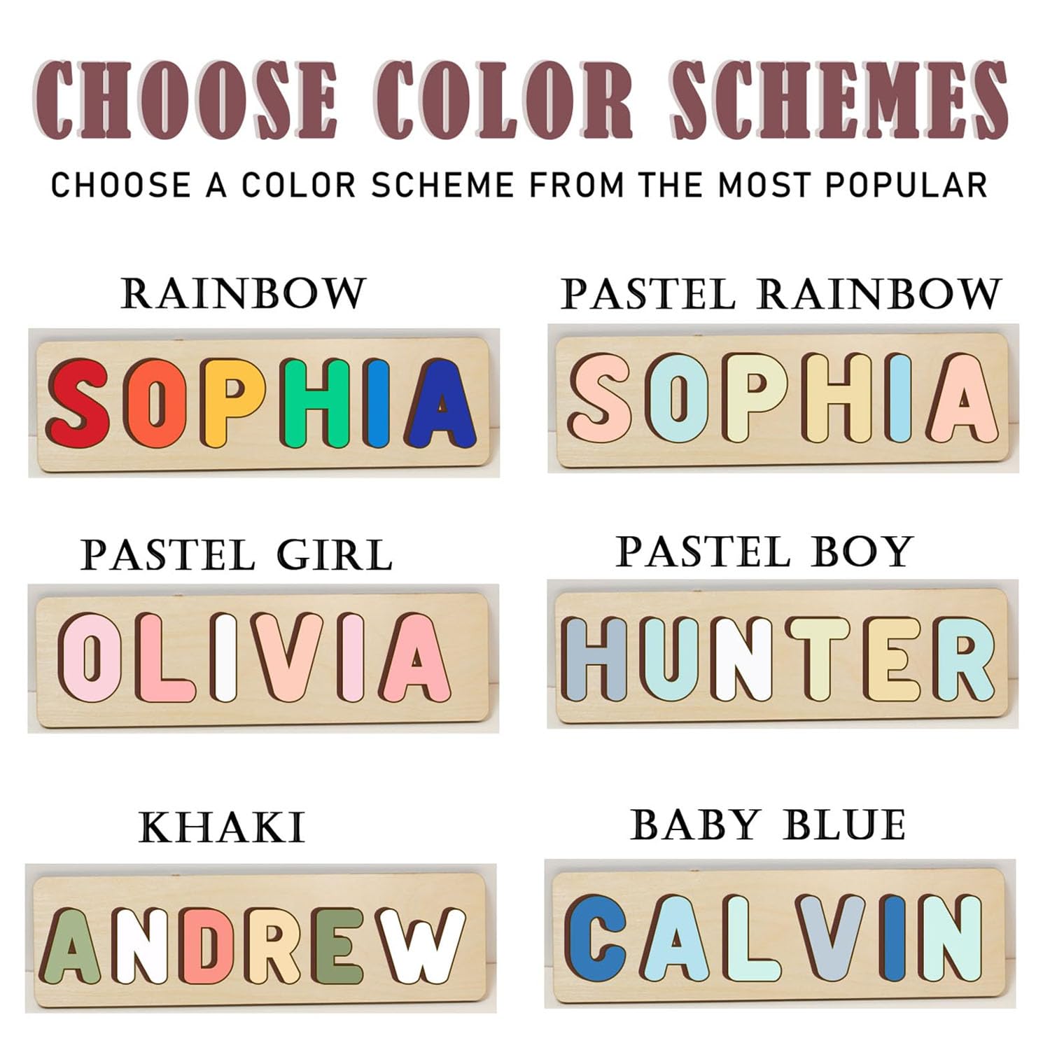 Personalized Wooden Name Puzzle for Baby Boy and Girl