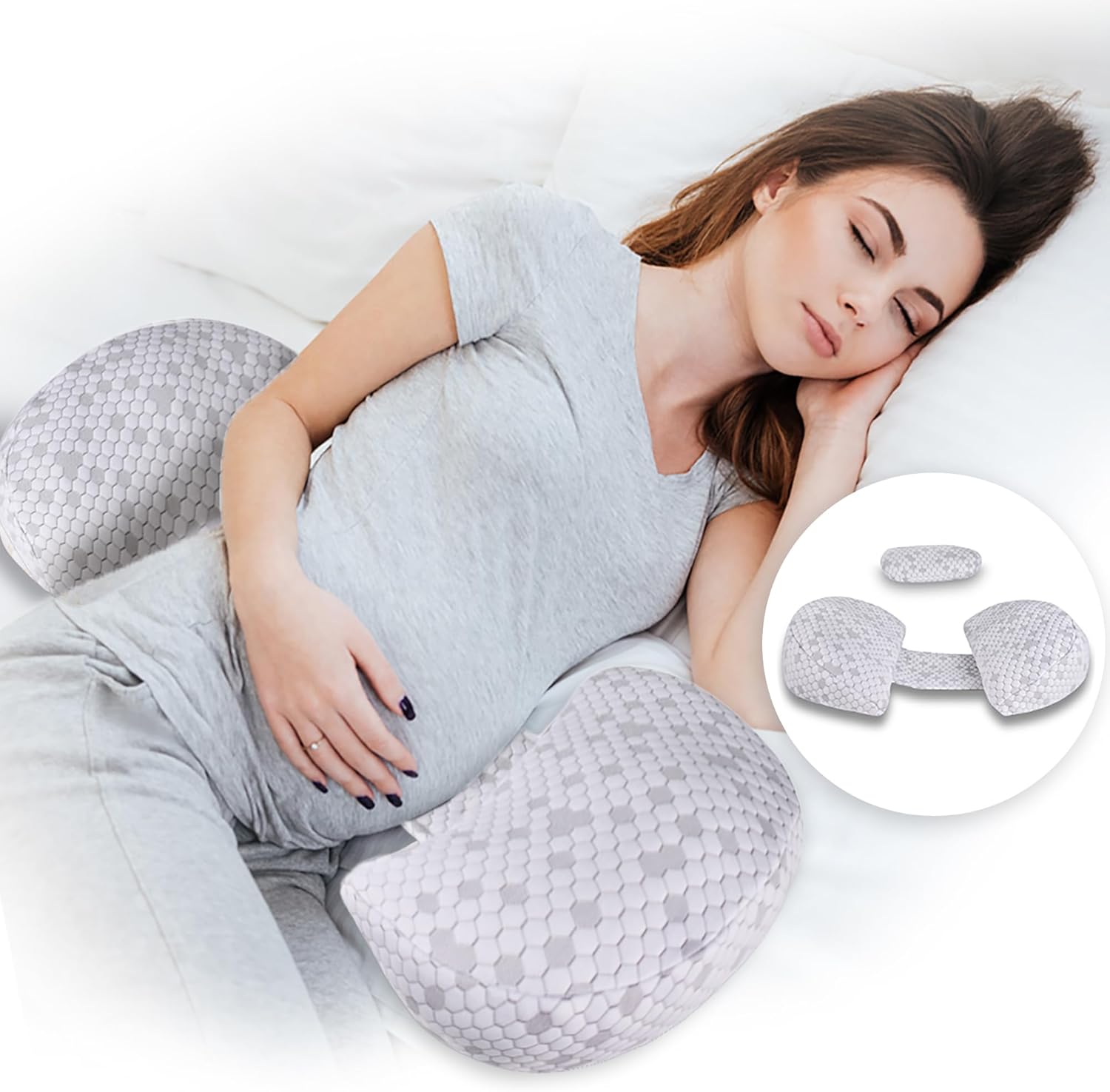 ANGELYCIA Pregnancy Pillow with Adjustable Velcro Support