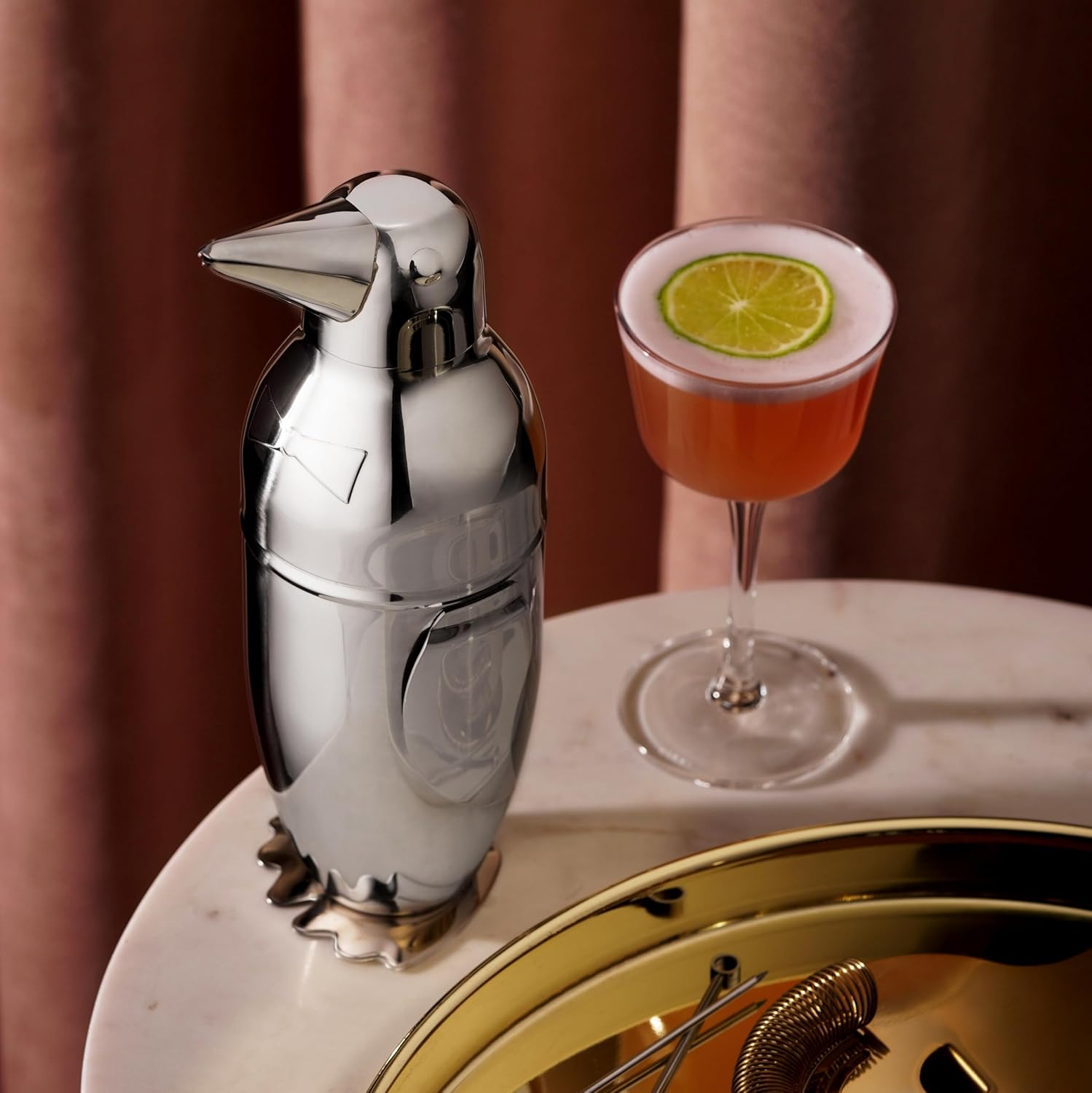 Viski Penguin Cocktail Shaker 17 oz Stainless Steel