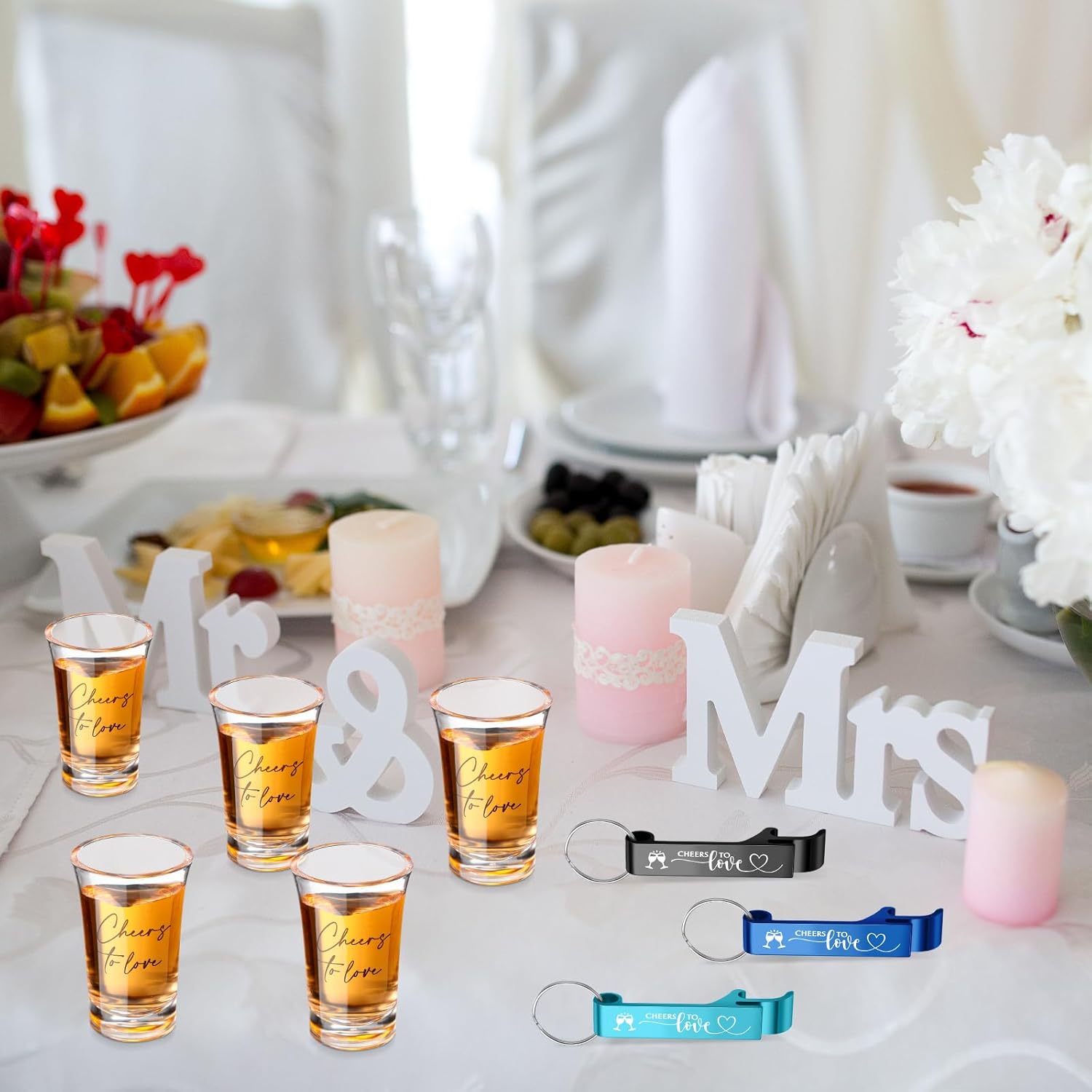 200 Pcs 50 Sets Wedding Favors Shot Glasses and Bottle Openers