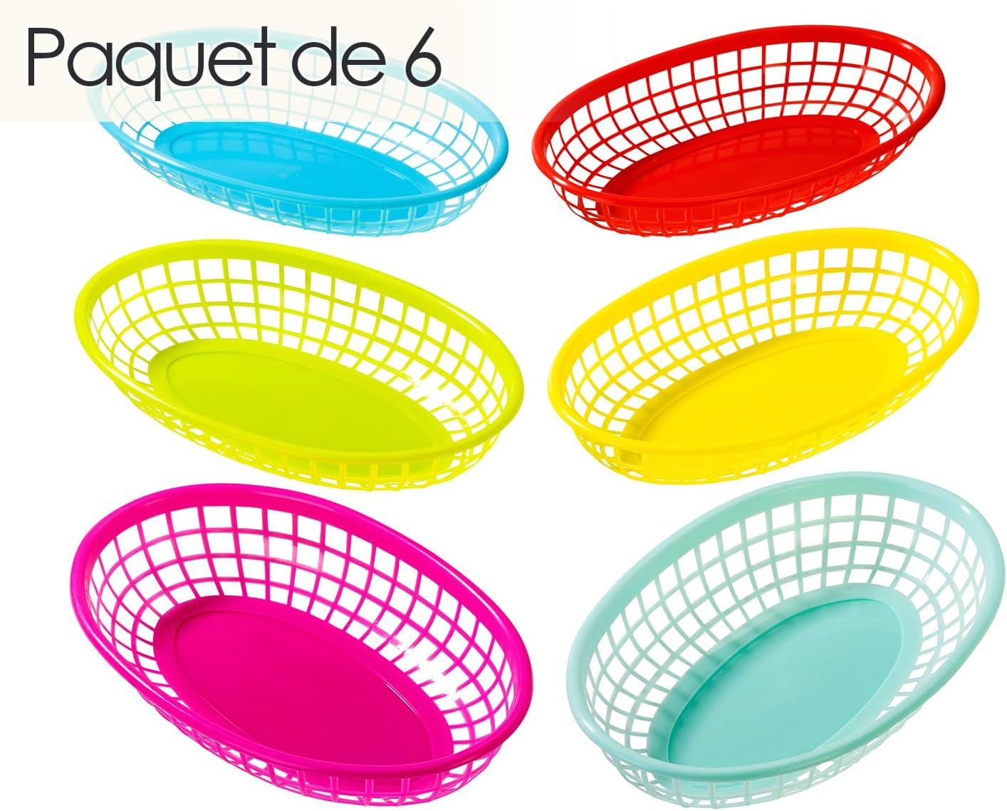 Cuban Fiesta Multicolor Plastic Food Baskets 6 Pack