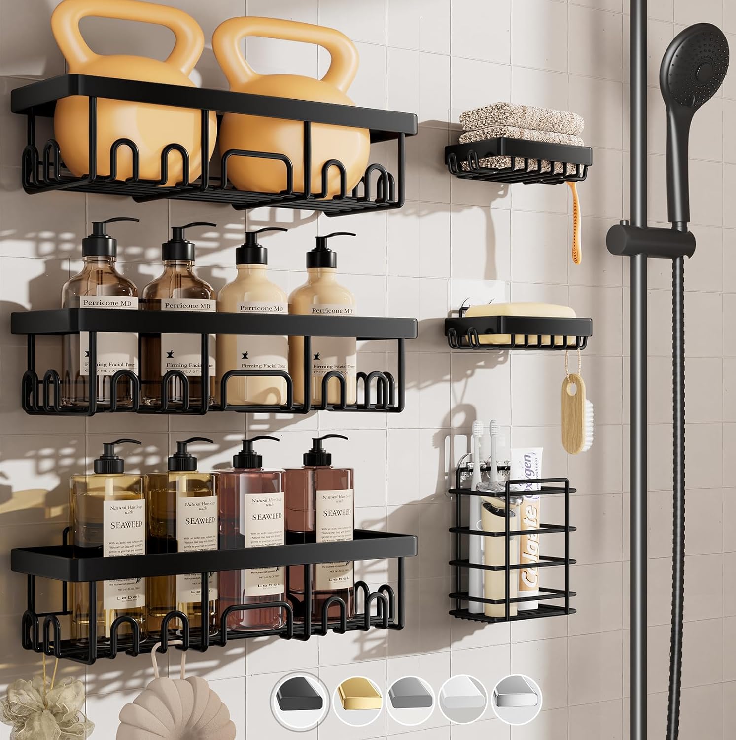 Veken 6-Pack Stainless Steel Shower Caddy Set