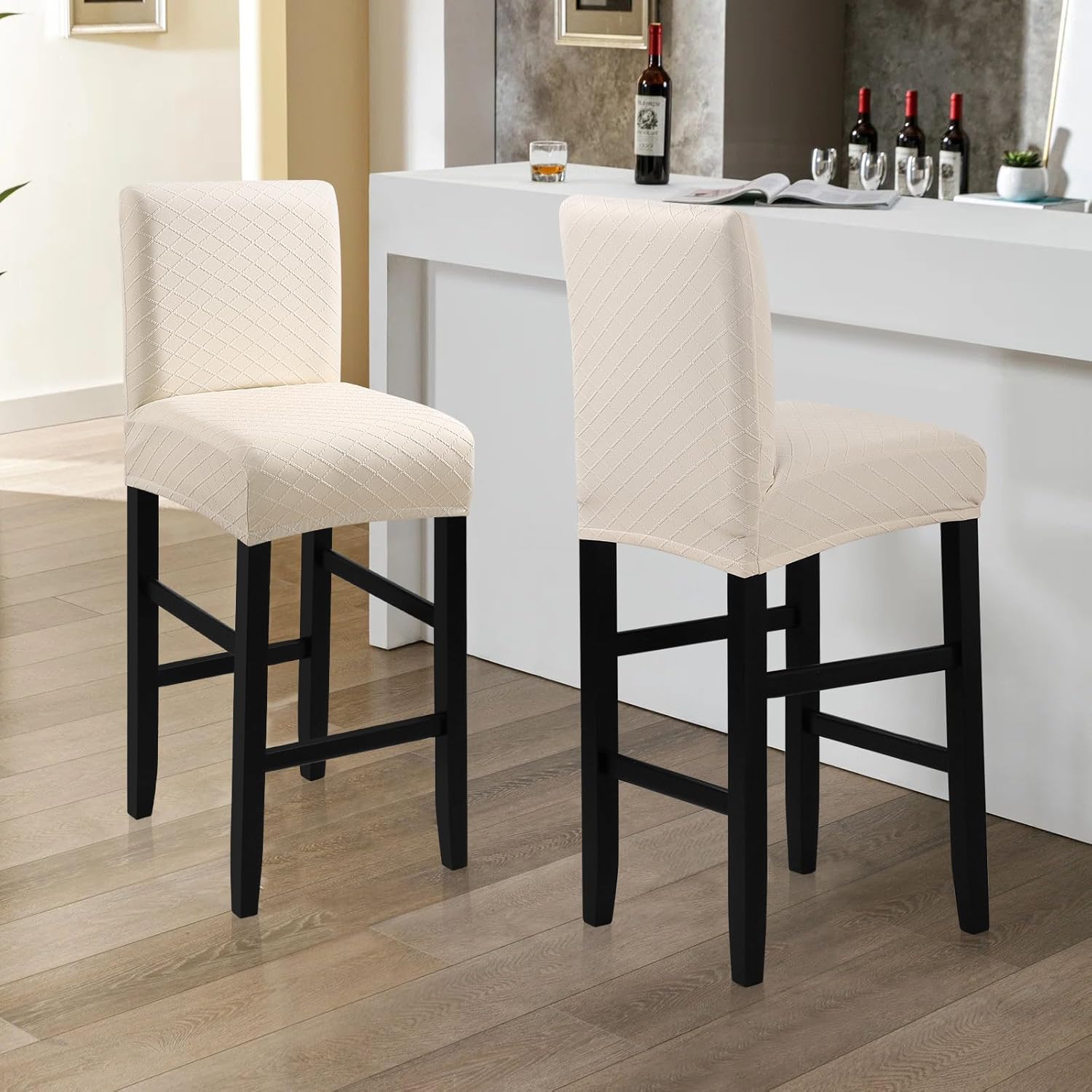 Fuloon Waterproof Bar Stool Covers 4PCS Beige