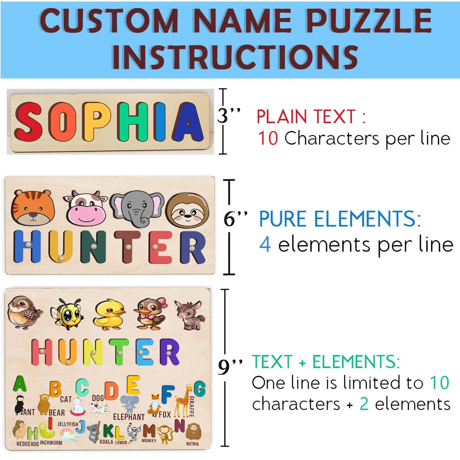 Personalized Wooden Name Puzzle for Baby Boy and Girl