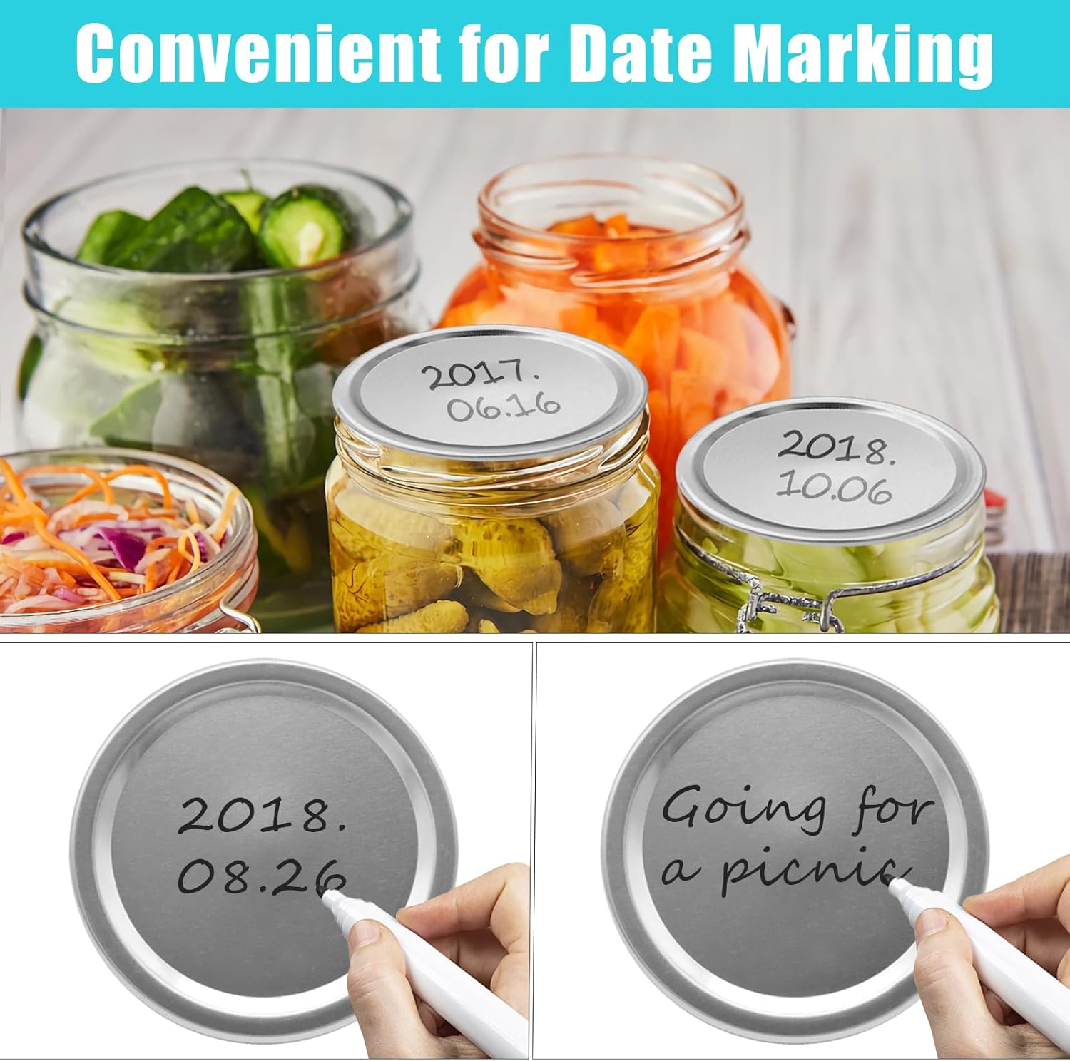 VIBRATITE Canning Lids 200 Count 70MM Regular Mouth Mason Jar Lids