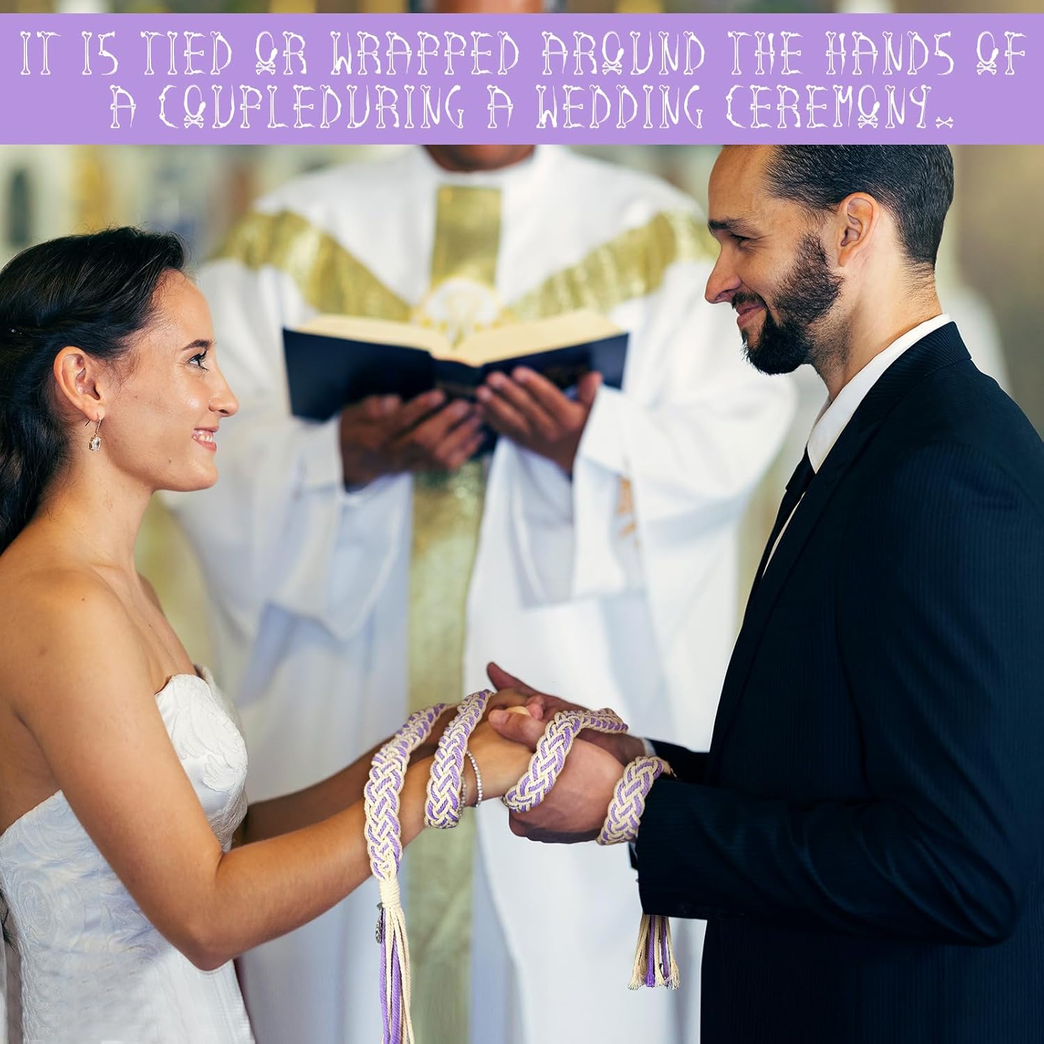 Handfasting Cord Wedding Lasso with Pendants Purple