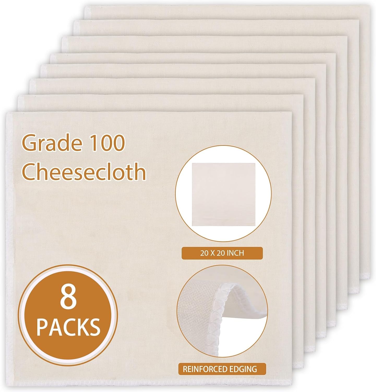 8 PCS Reusable Cheese Cloths for Straining and Brewing