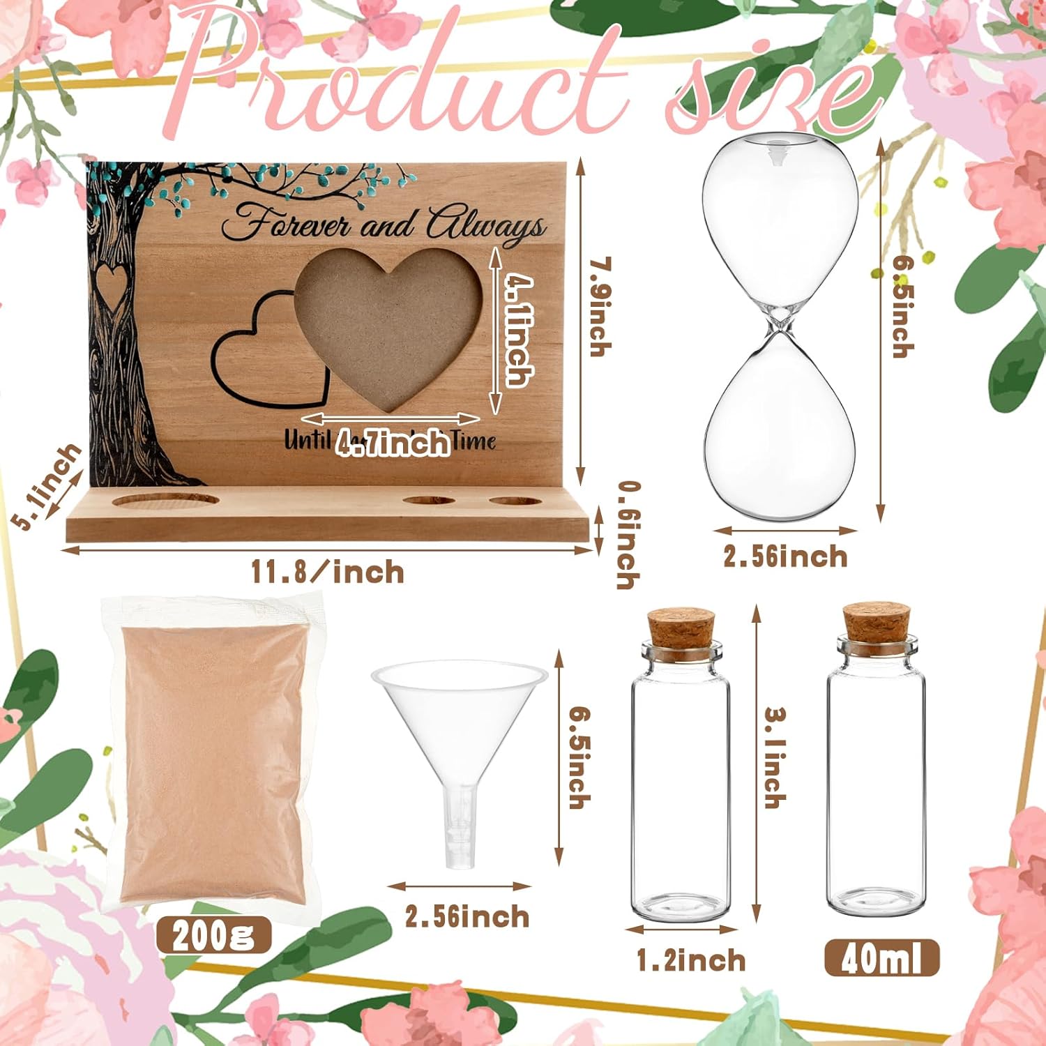 Sliner Unity Sand Ceremony Kit 5 Pcs Classic Hourglass Set for Wedding