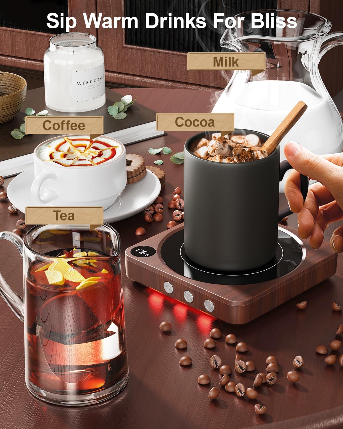 House Gem Coffee Mug Warmer with Temperature Display