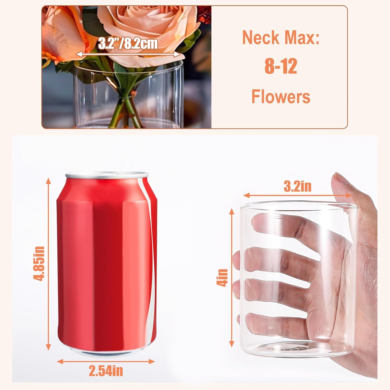 12pcs 4 Inch Glass Cylinder Vases for Centerpieces