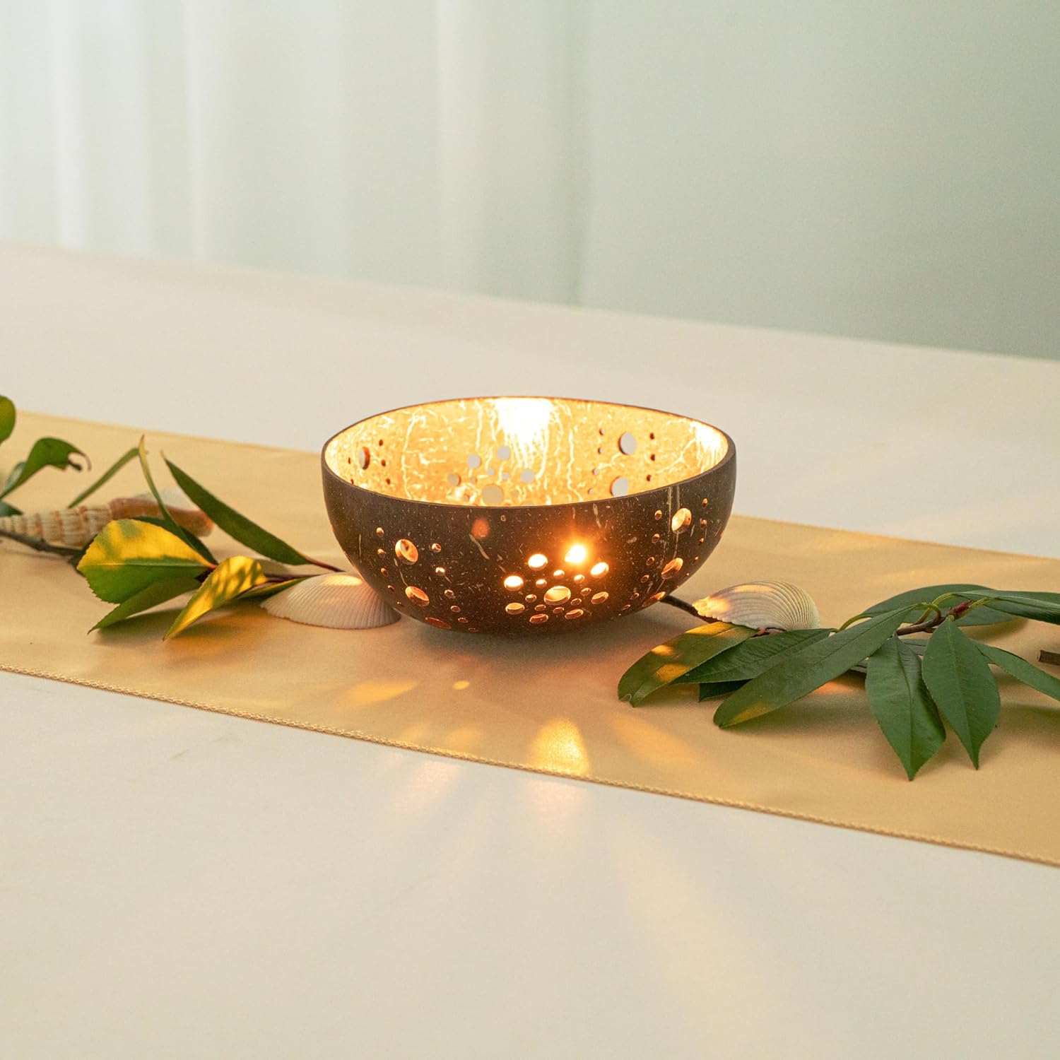 Restaurantware Coco Casa Coconut Shell Candle Holders 10 Reusable Tealight Holders