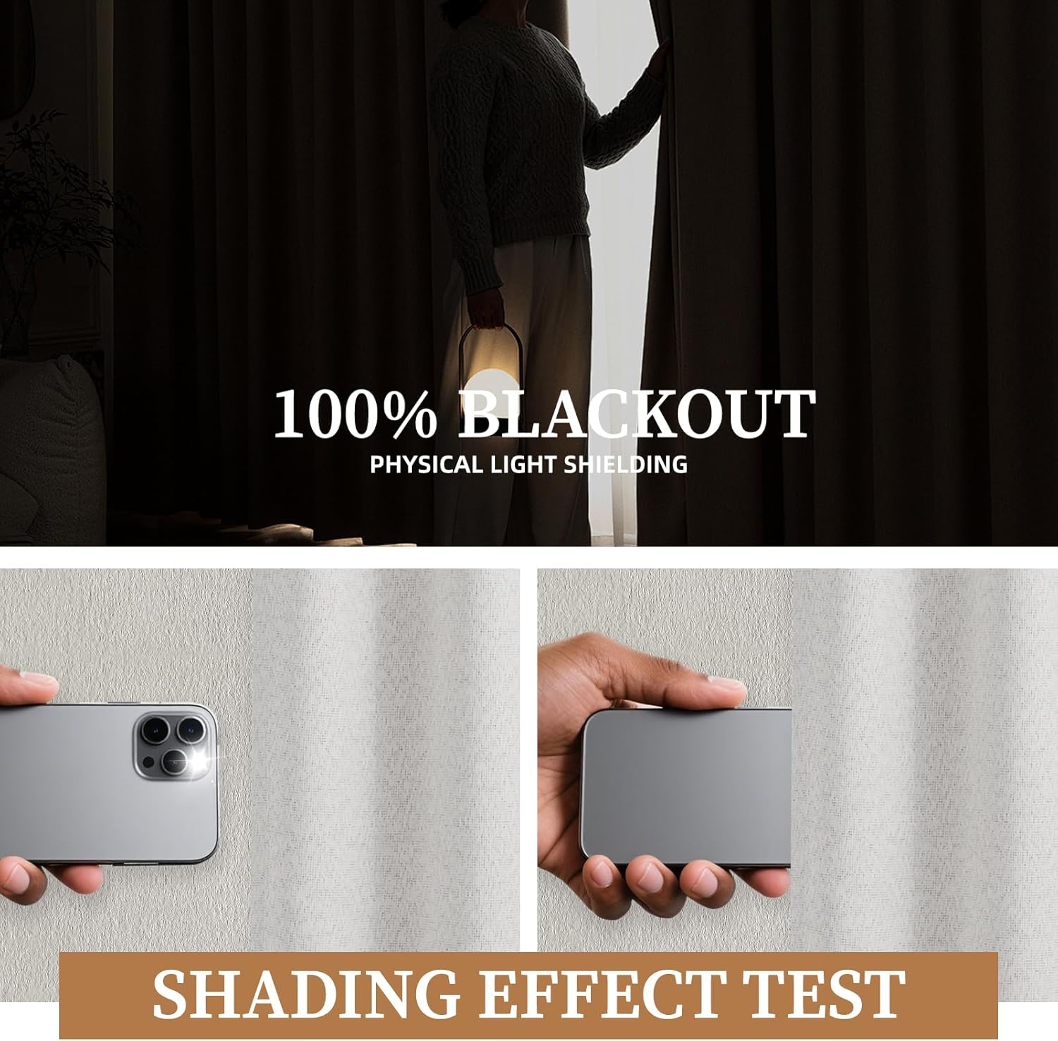 100 Linen Blackout Curtains 2 Panels Set 96 Inch Long
