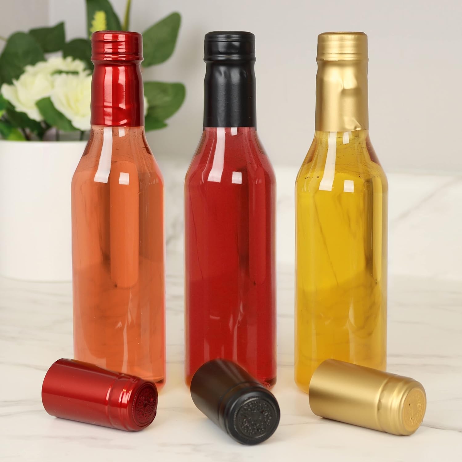 PELLAH 12 Oz PET Plastic Bottles with Screw Closures and Heat Shrink Seals