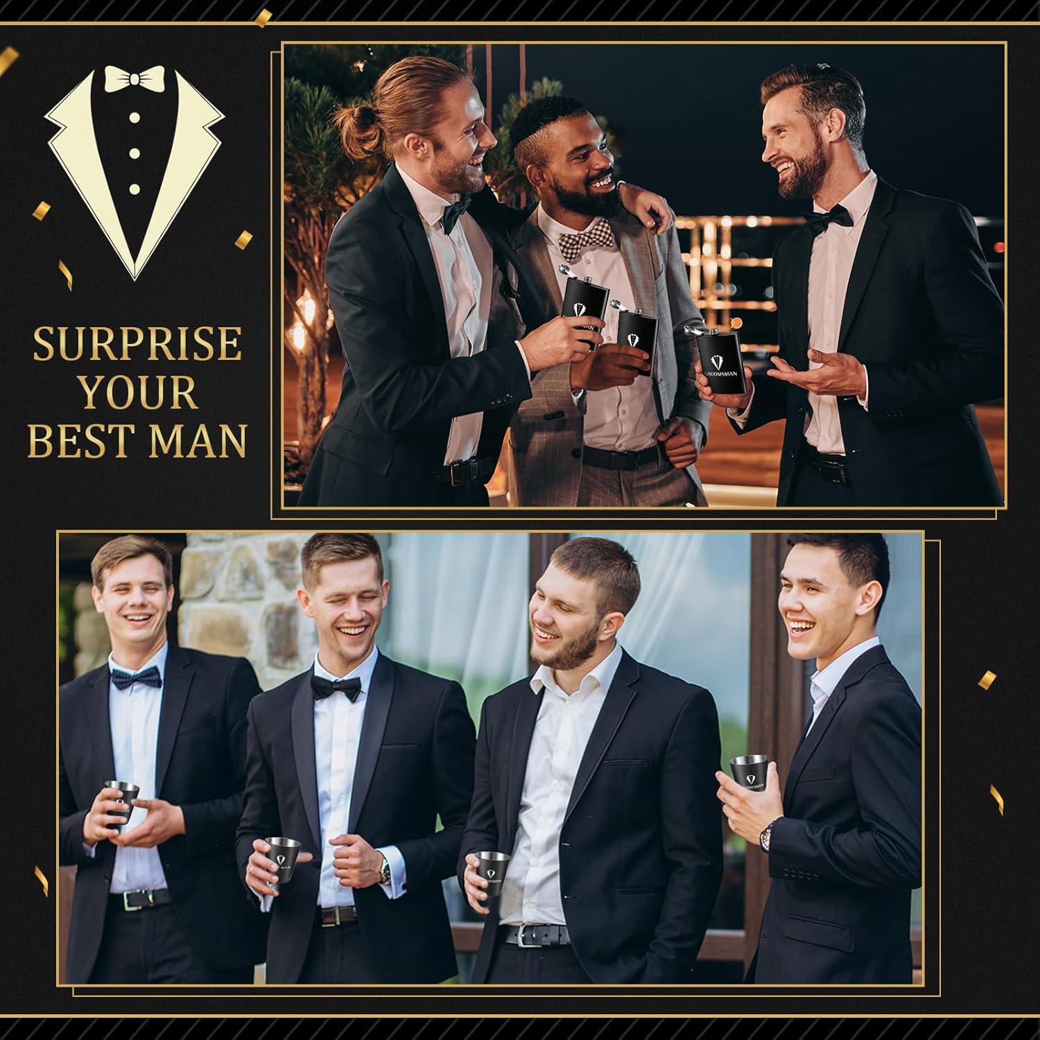 Rigibright 60Pcs Groomsmen Gifts Set of 6