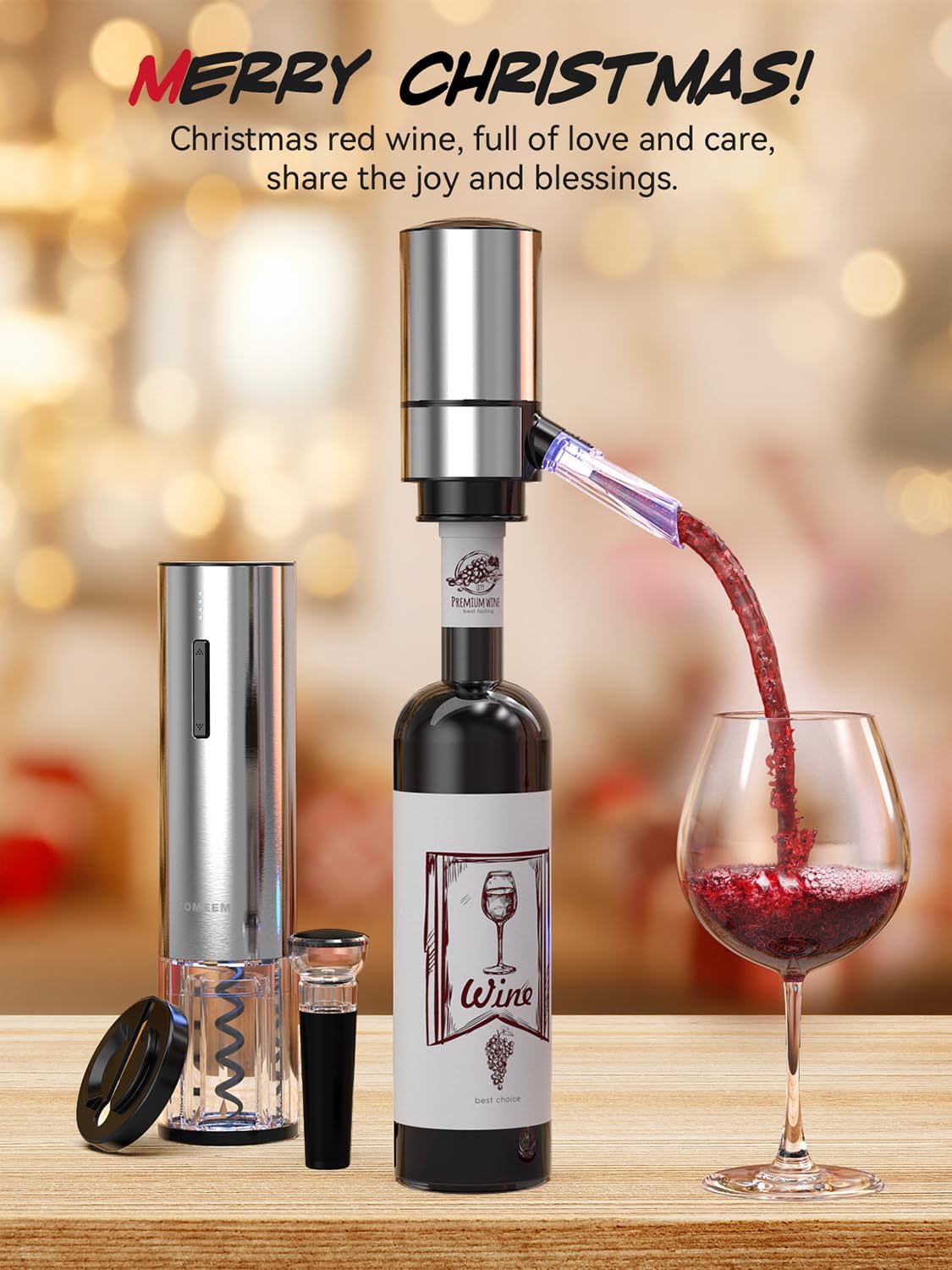 TOMEEM 4-in-1 Electric Wine Gift Set