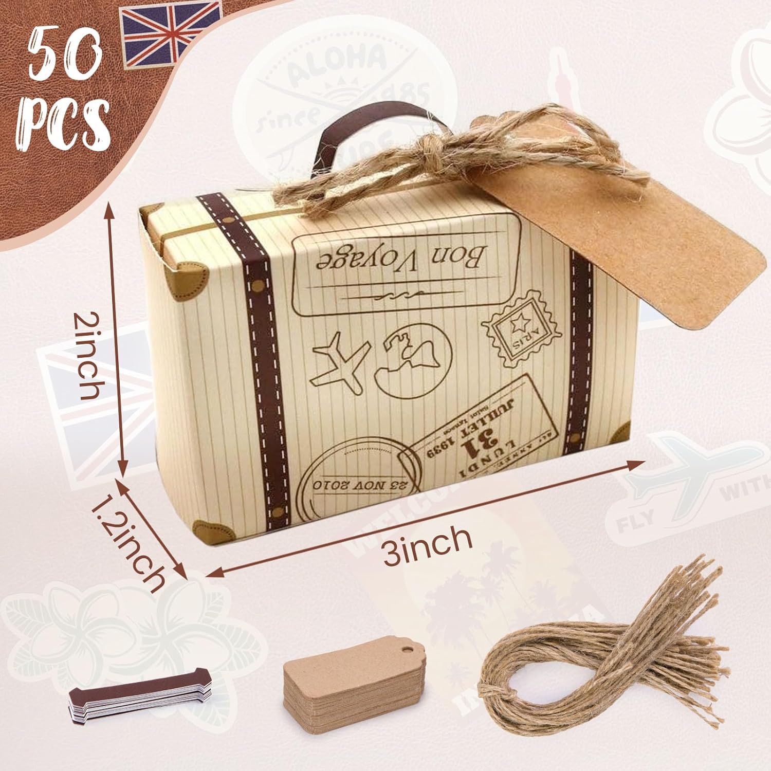 VGOODALL 50PCS Mini Suitcase Party Favor Box