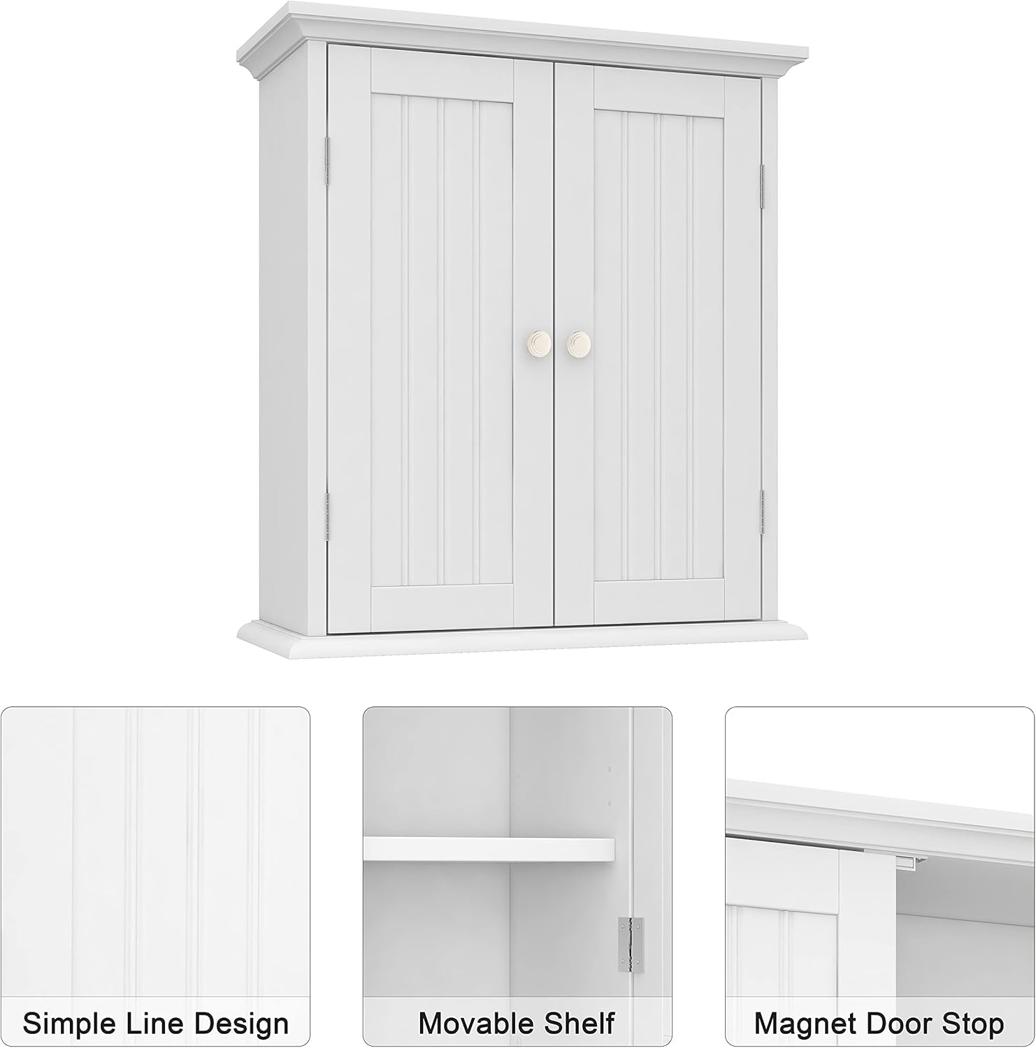 ChooChoo Bathroom Wall Cabinet with 2 Doors and Adjustable Shelves