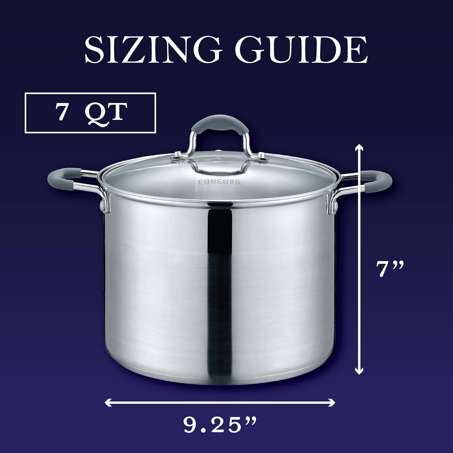 Concord Stainless Steel Stock Pot with Glass Lid 7 QT