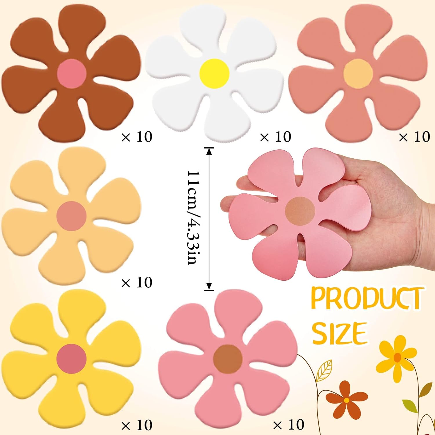 Henoyso 60 Pcs Retro Flower Cutouts DIY Decorations