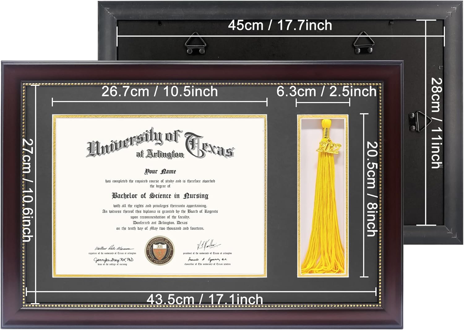 GraduationMall 11x17 Mahogany Diploma Frame with Tassel Holder