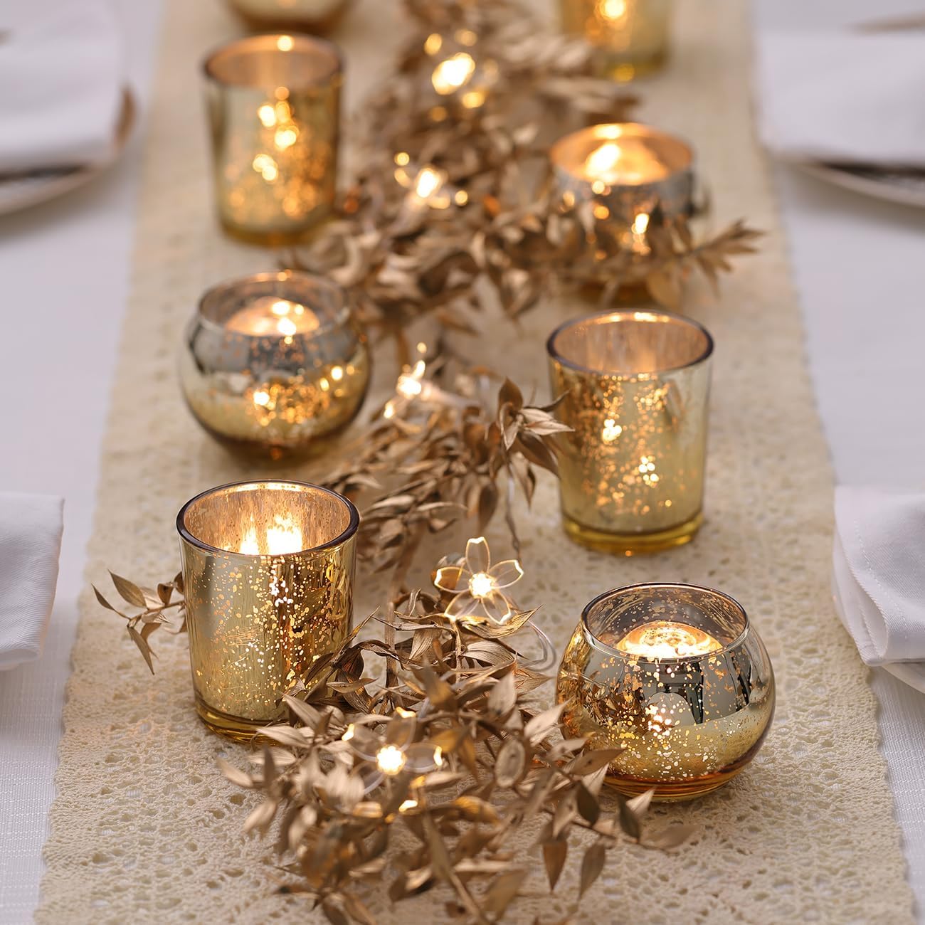 LETINE Gold Votive Candle Holders Set of 36