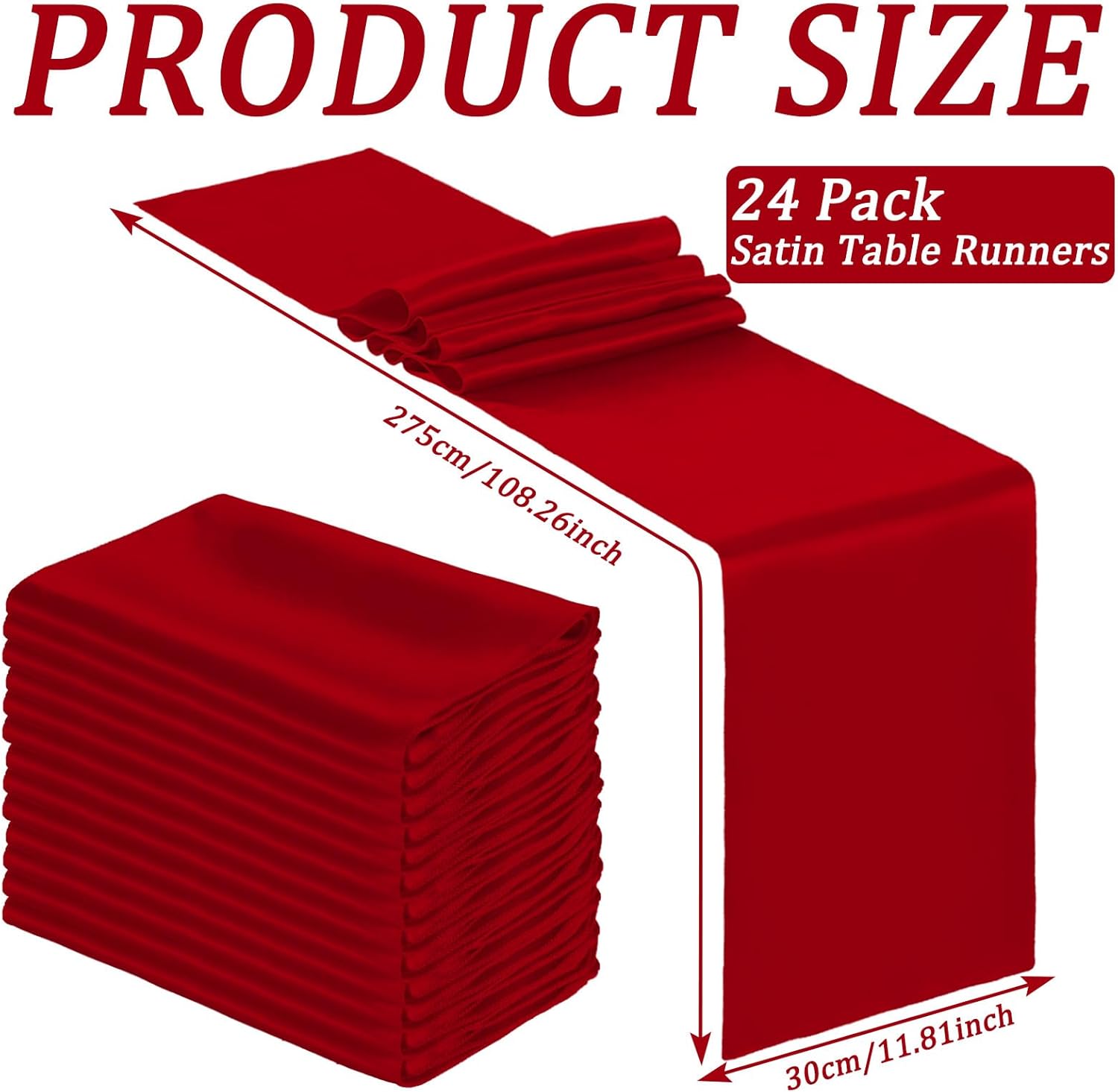 Bencailor 24 Pcs Red Satin Table Runner Set