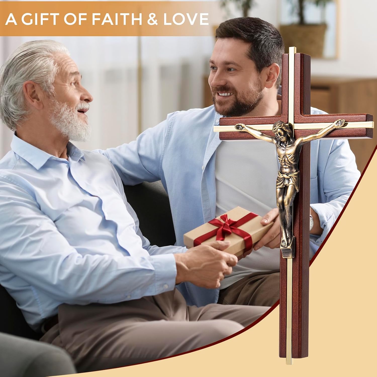ACHIBANG 10 Inch Wooden Wall Cross with Jesus