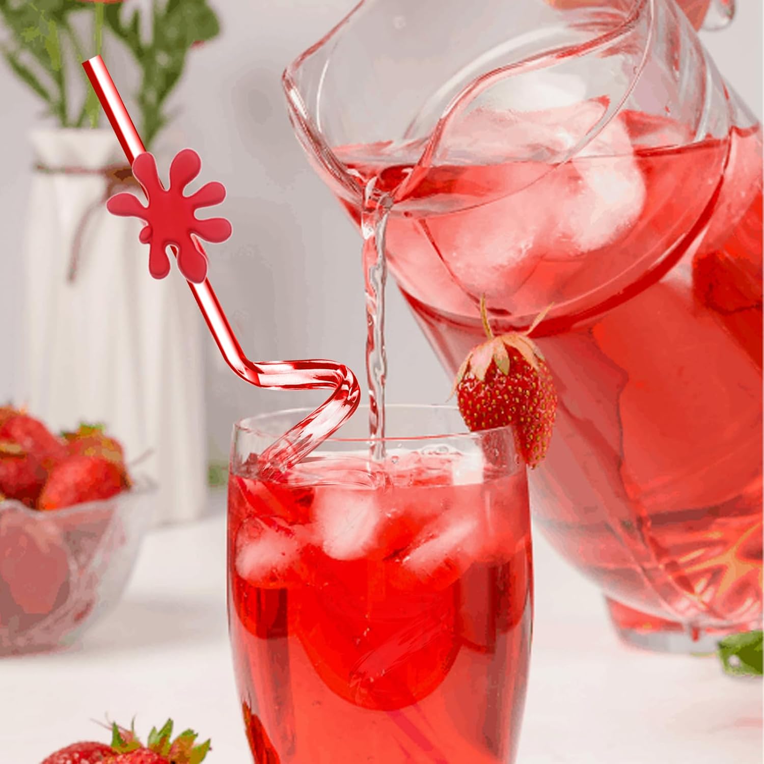 24 Reusable Art Straws with 2 Cleaning Brushes