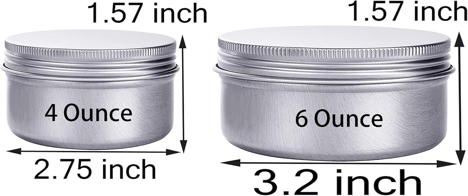 6 Ounce Aluminum Cans with Screw Lid 6 Pcs Set