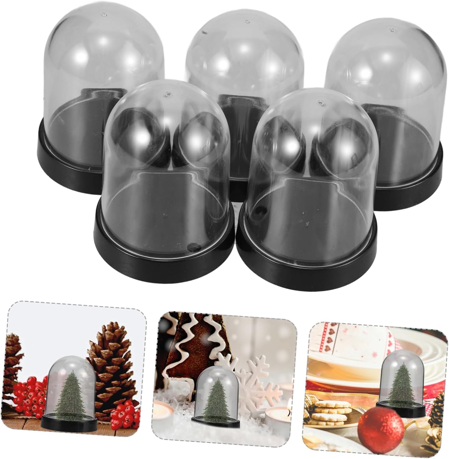 5pcs Mini Plastic Cloche Domes For Flowers And Crafts Display