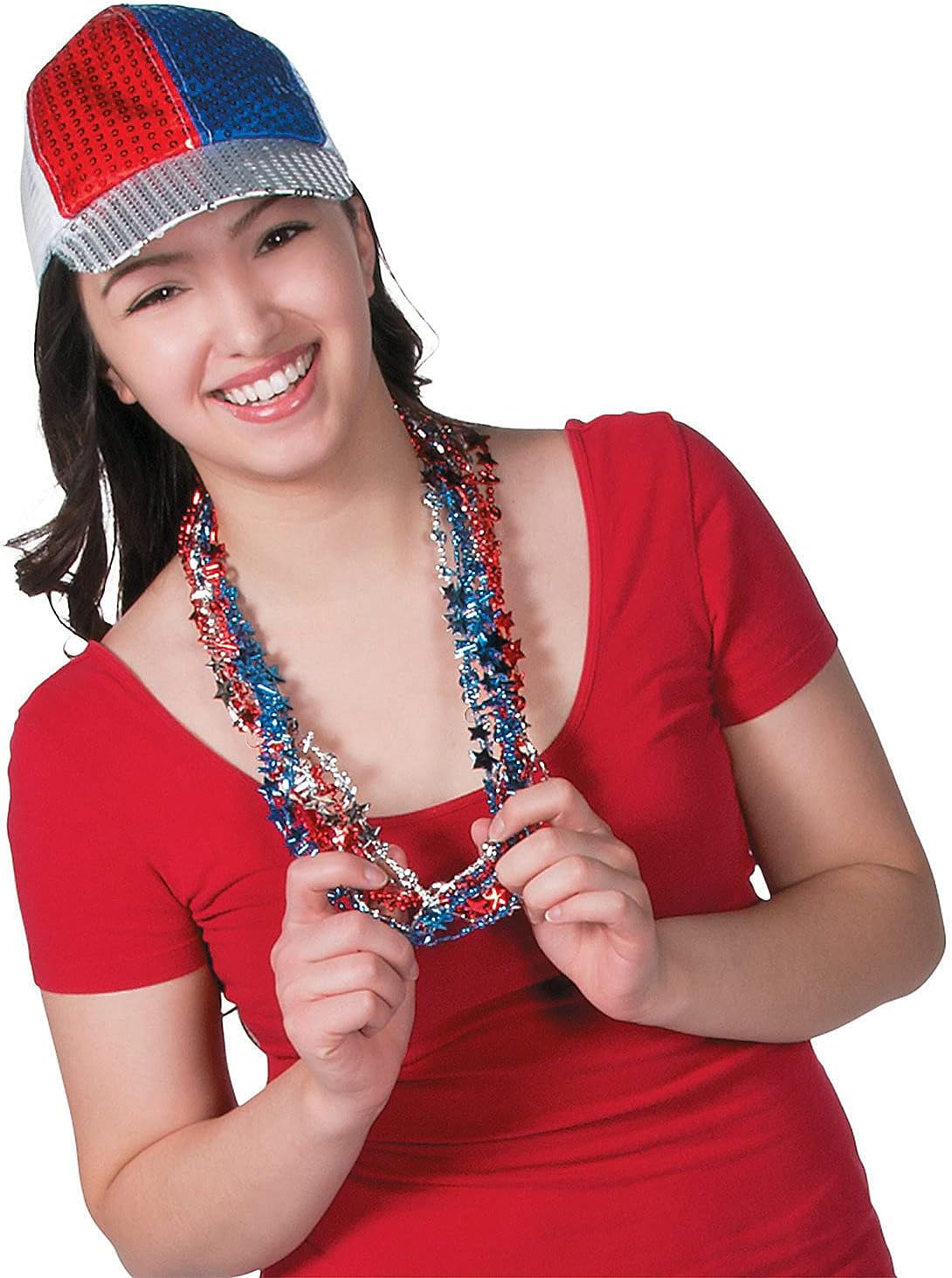 4Es Novelty 72 Patriotic Bead Necklaces Bulk Pack