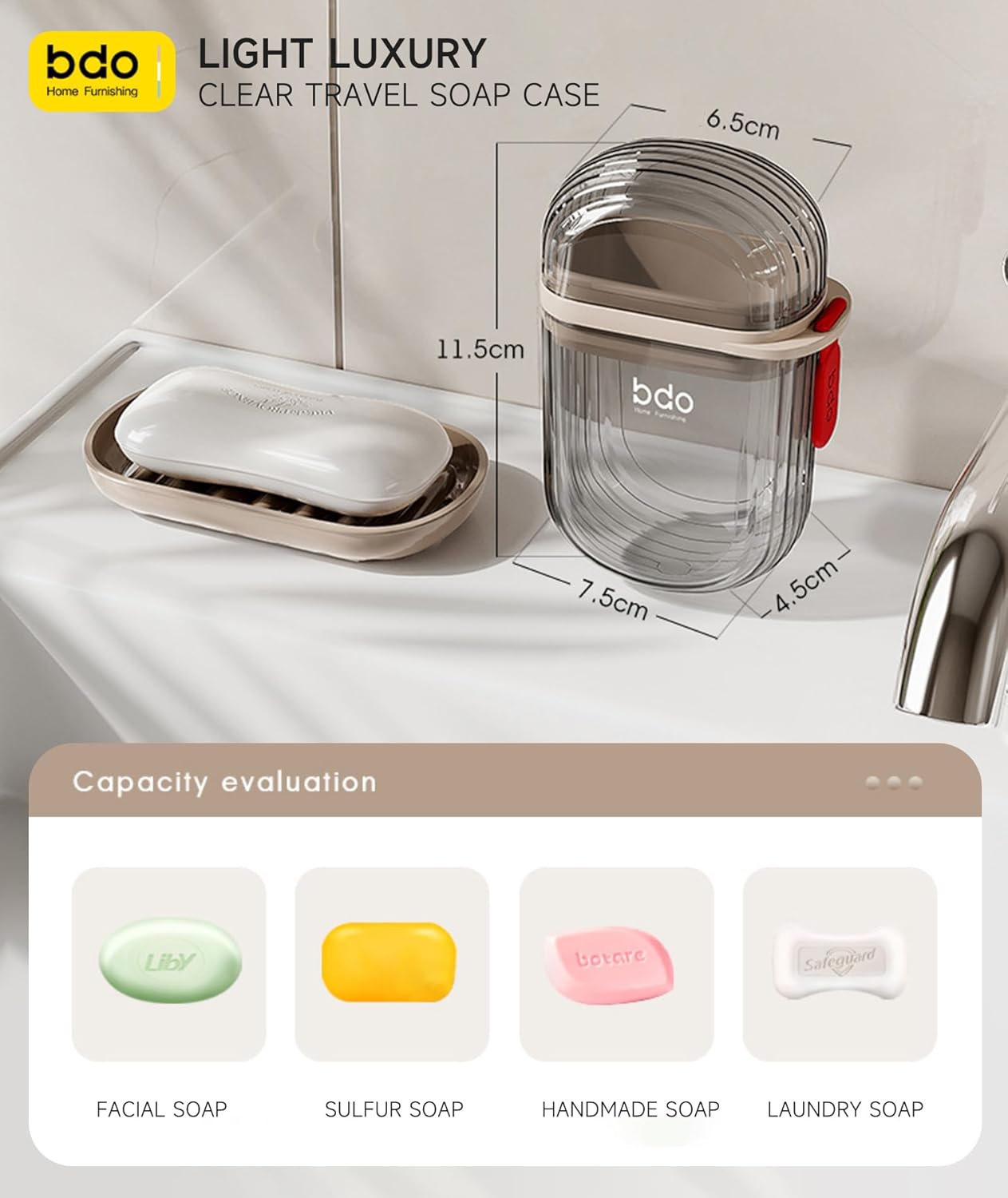 Travel Soap Case with Leakproof Lid and Drainage
