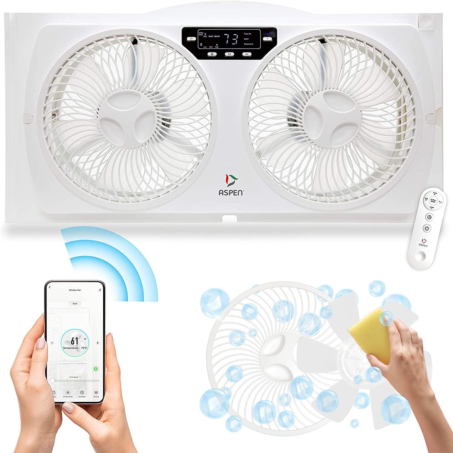Aspen Smart Window Fan with WiFi and Alexa Compatibility