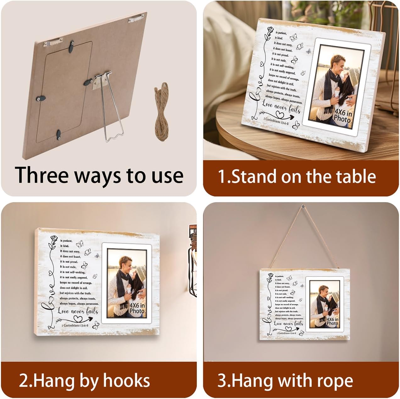 Romantic Couple Picture Frame Wall Tabletop Decor