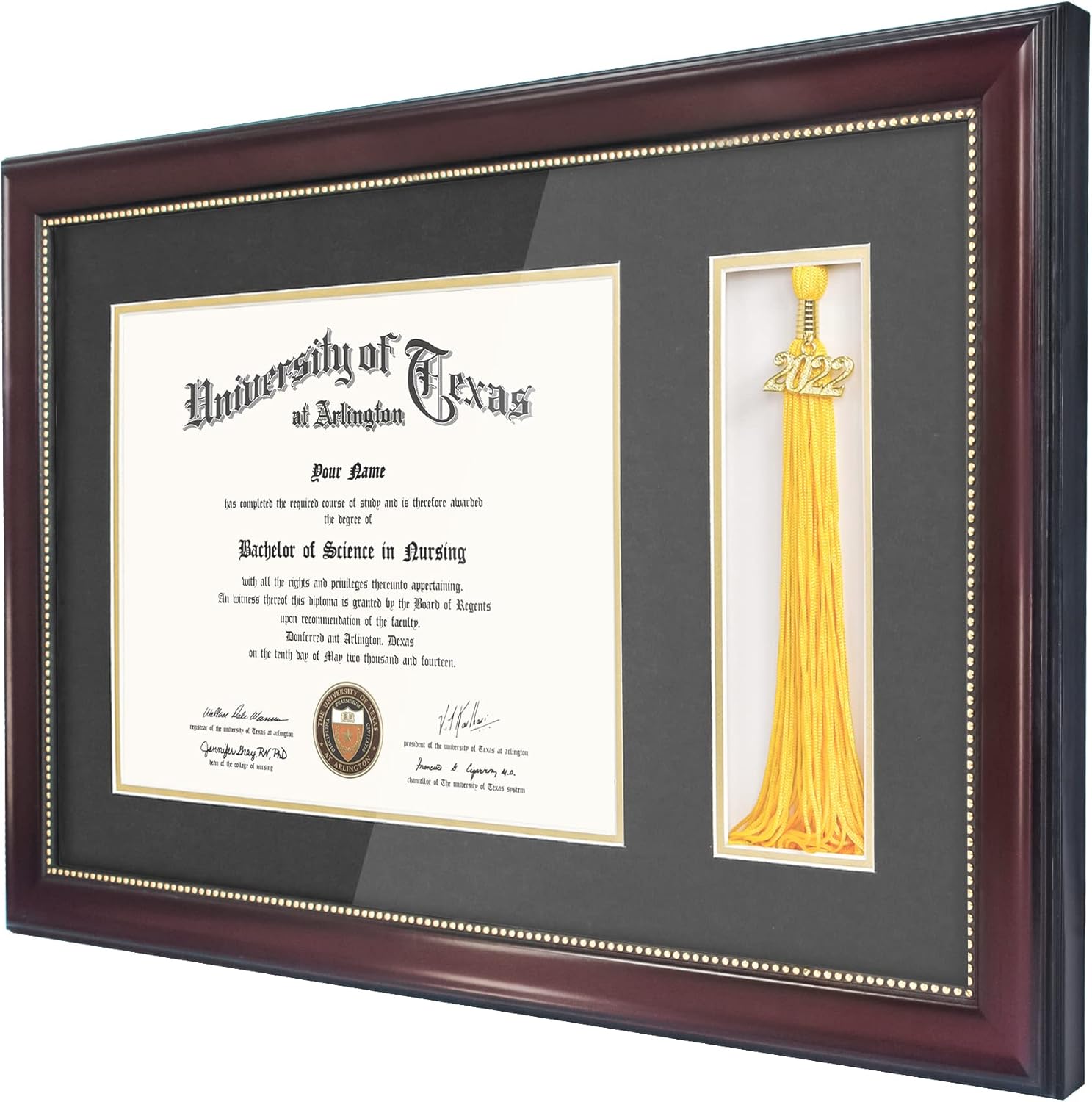 GraduationMall 11x17 Mahogany Diploma Frame with Tassel Holder