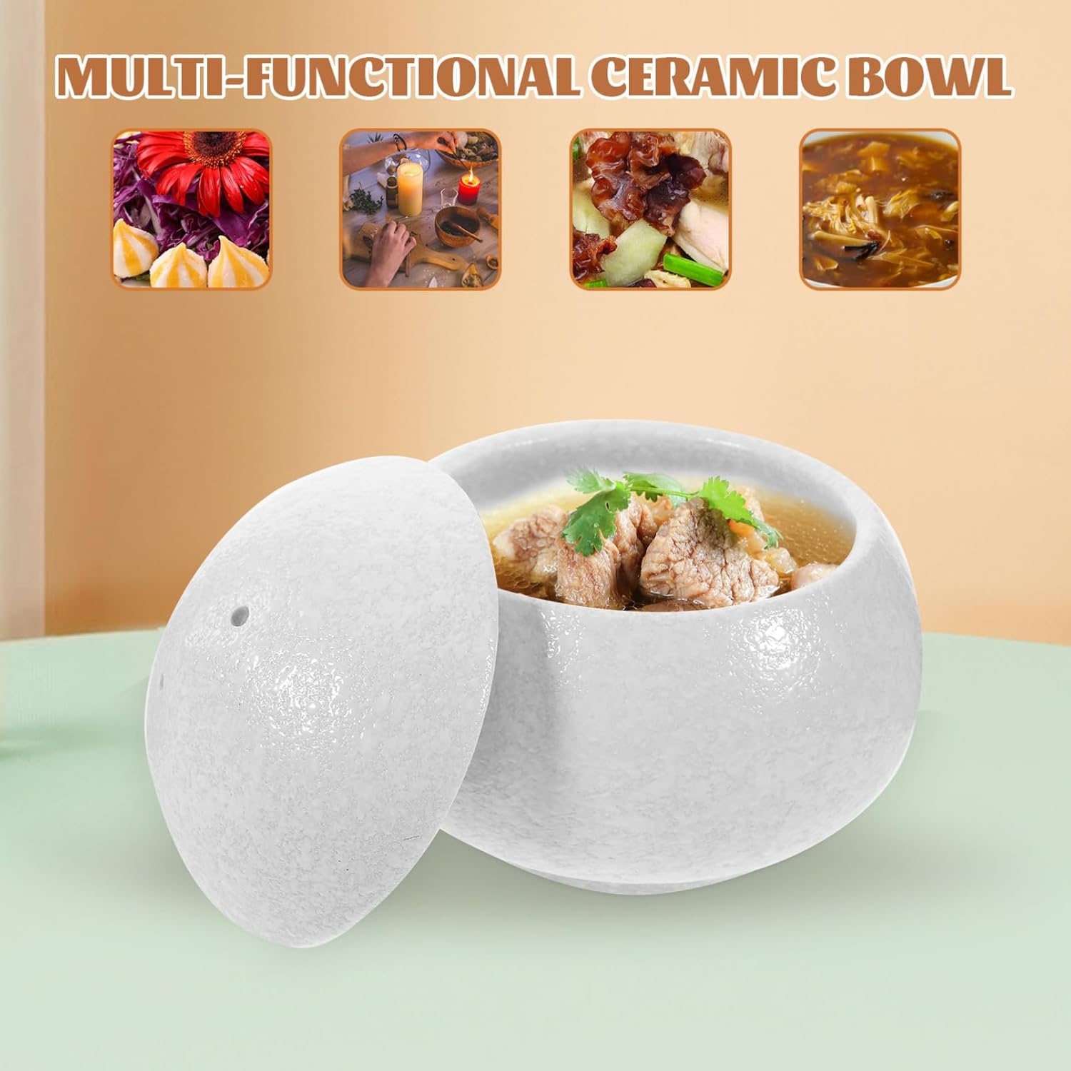 Alipis Porcelain Dessert Bowl Lid Candle Holder for Parties and Banquets