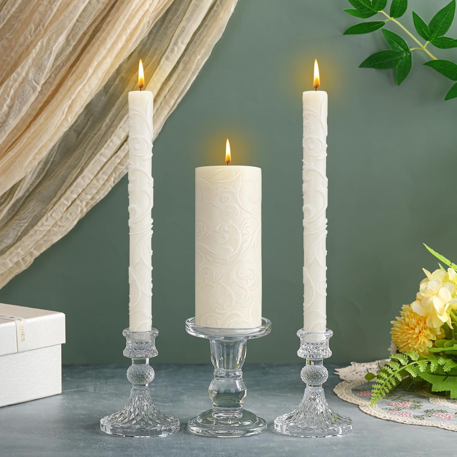 Irenare Unity Candles with Glass Holder Set for Weddings and Events