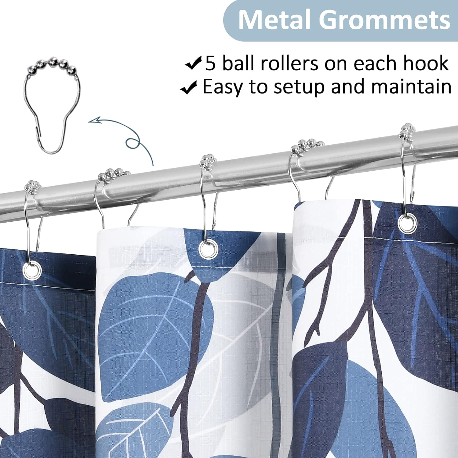 BOODII Blue Eucalyptus Shower Curtain 72x72