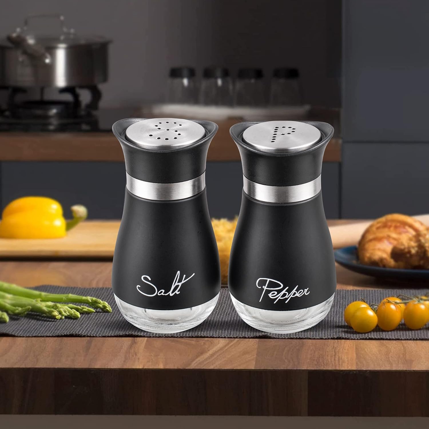 Lonffery Salt and Pepper Shakers Set of 2 Black