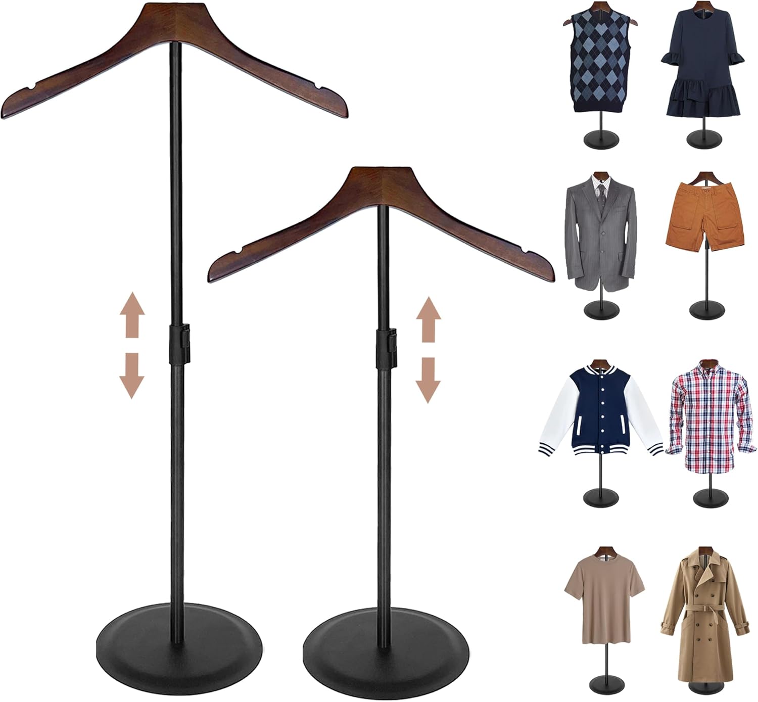 2 Pack Adjustable Shirt Display Stand Black