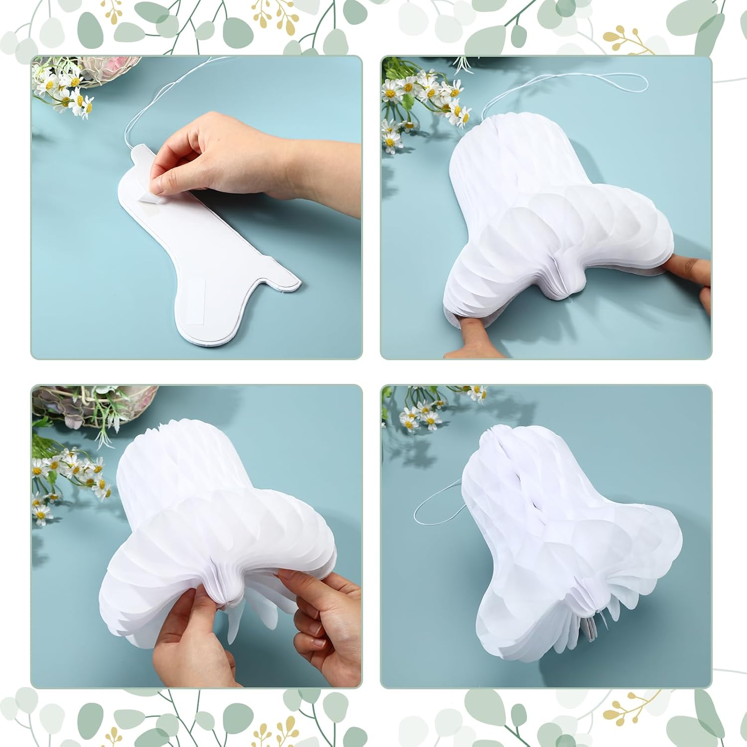 24 Pcs White Hanging Wedding Bells Decorations