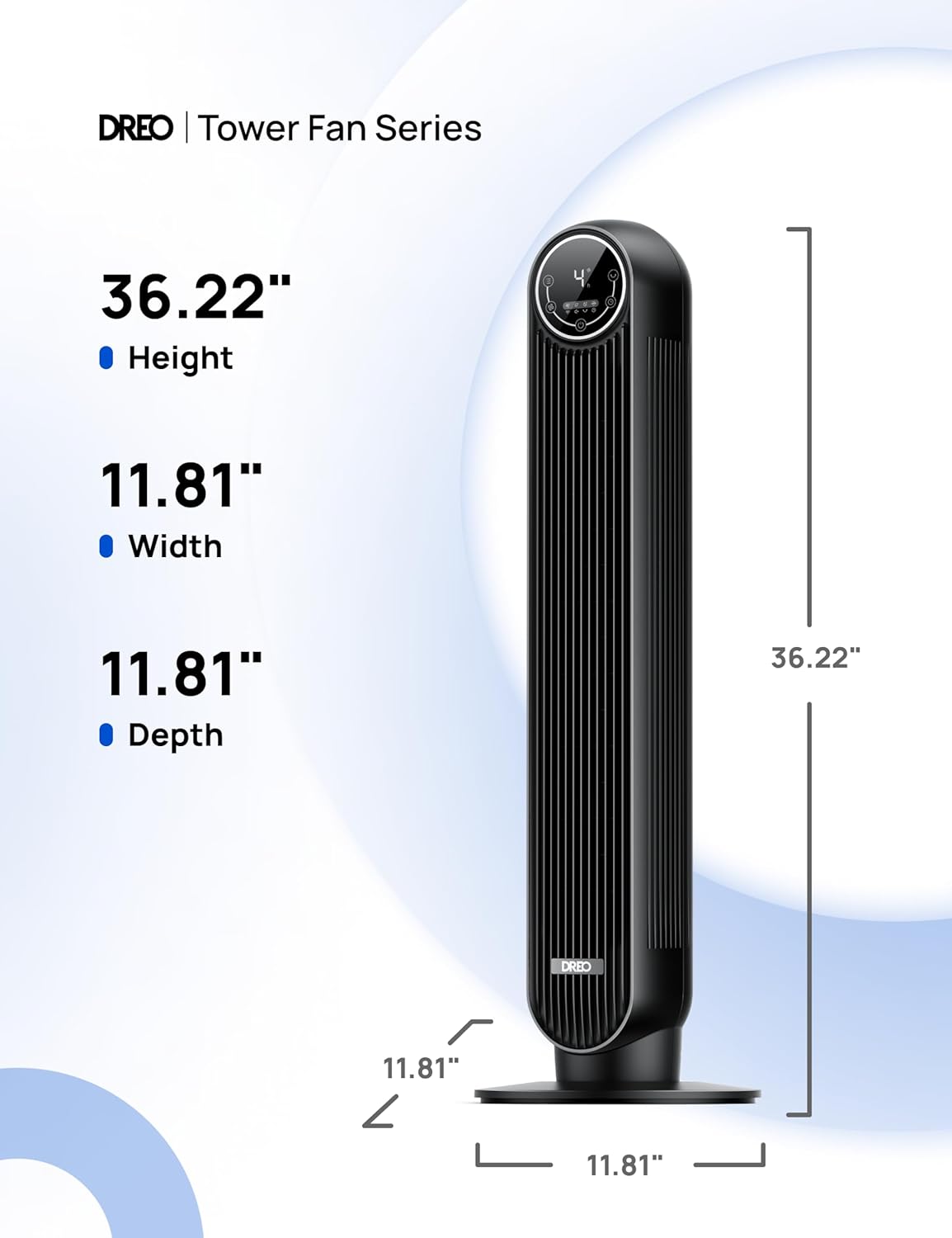 Dreo Tower Fan for Bedroom with 4 Speeds and 4 Modes