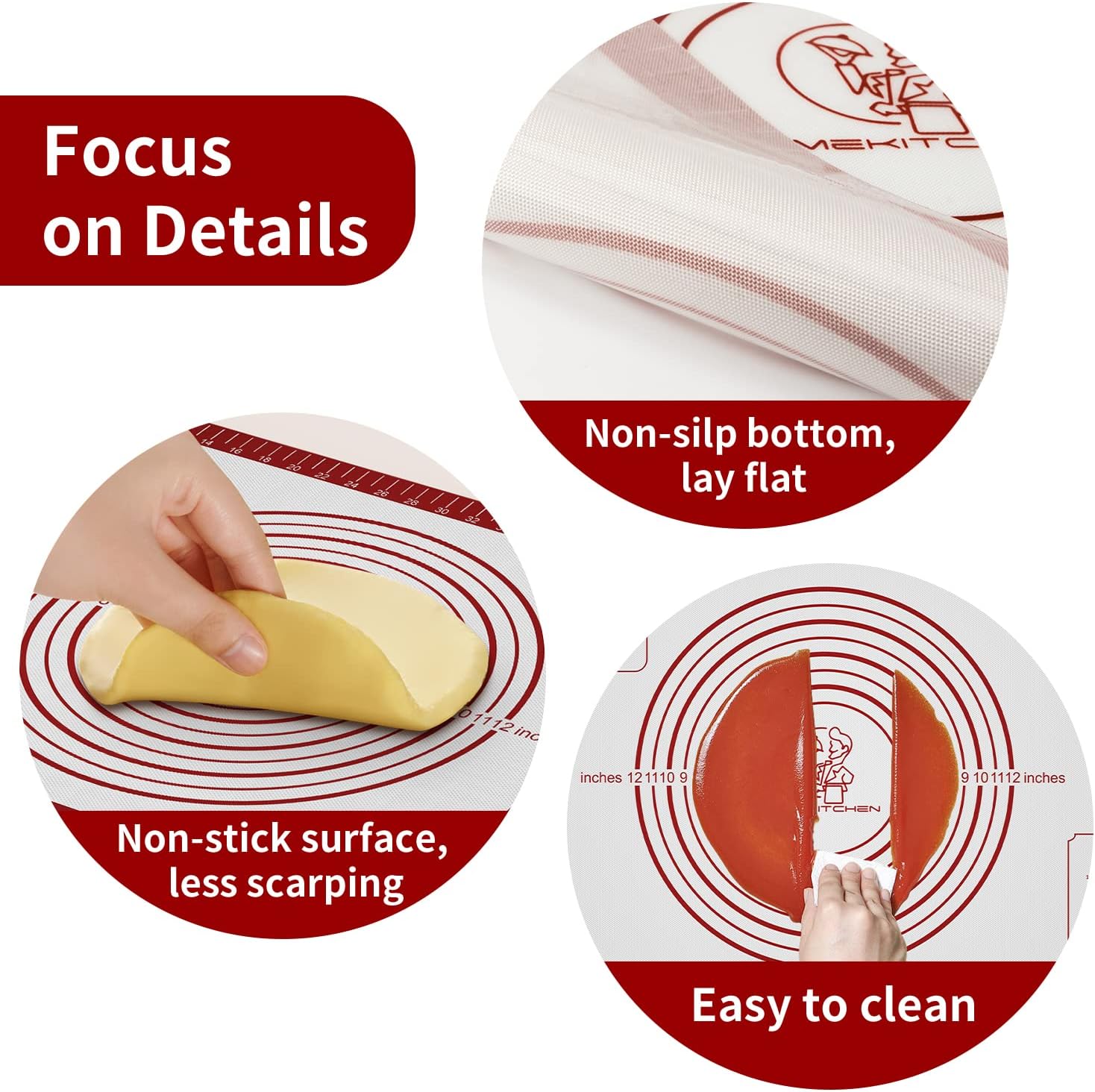Premium Silicone Baking Mat 26x16 Inch Reusable Nonstick Nonslip
