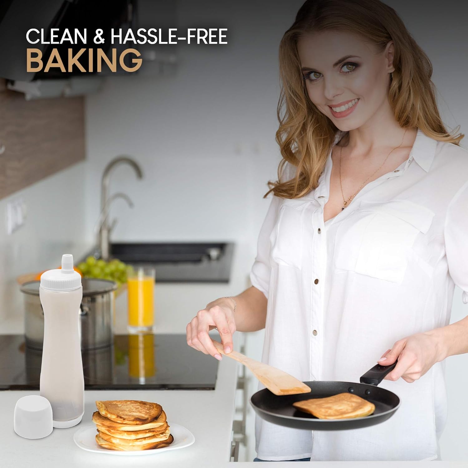EXULTIMATE Pancake Batter Dispenser Pen 3 Cups Drip Proof Silicone Nozzle