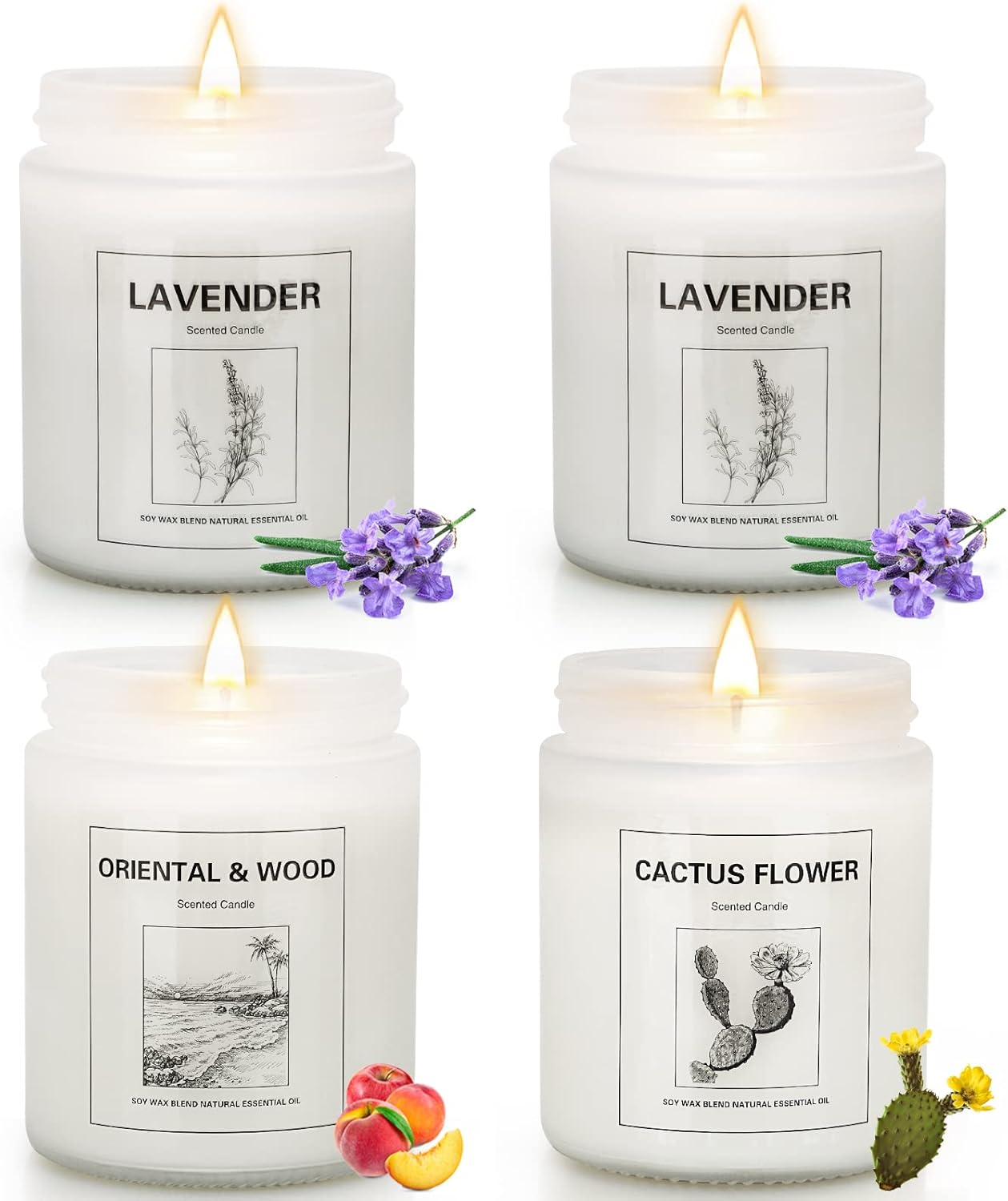 THORNWOLF 4 Pack Scented Lavender Candle Set