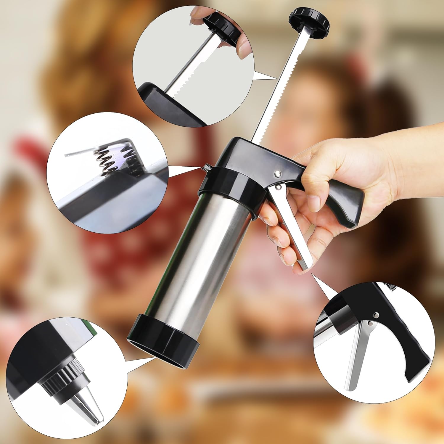 Cookie Press Set with 13 Discs and 8 Icing Nozzles