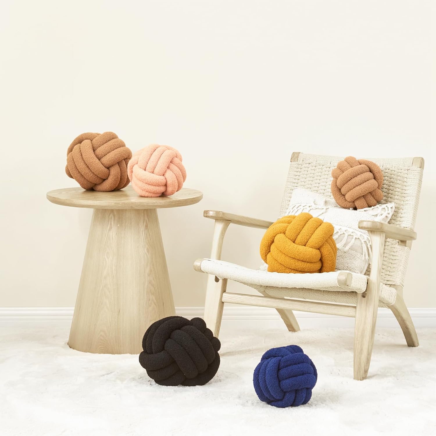 Petrella Knot Pillow Ball Round Throw Pillow Home Decor Cushion